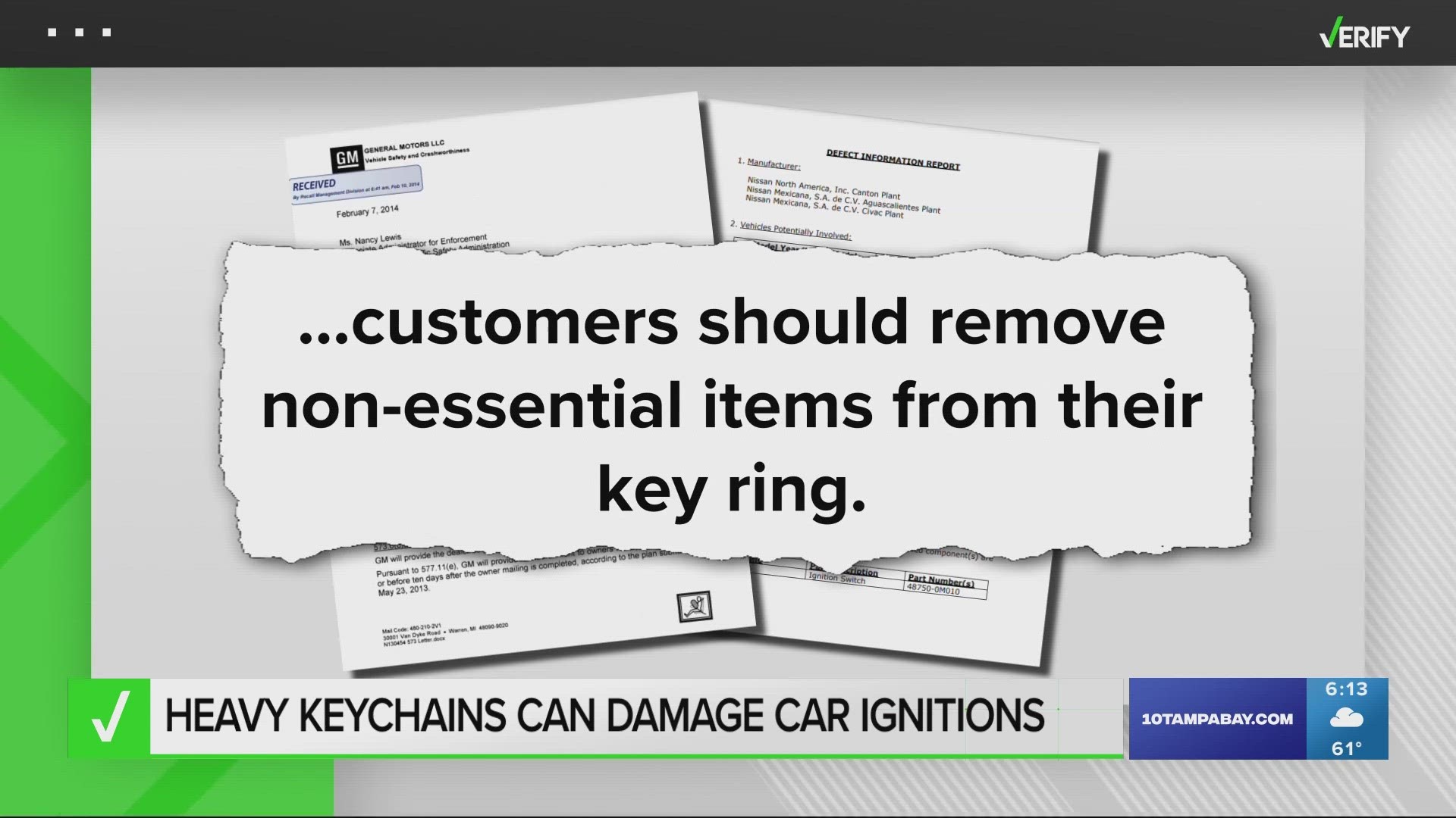 “This weight puts extra strain on the ignition lock barrel. This can cause parts to wear out, and potentially prevent the car from starting,” Wynns Locksmiths says.