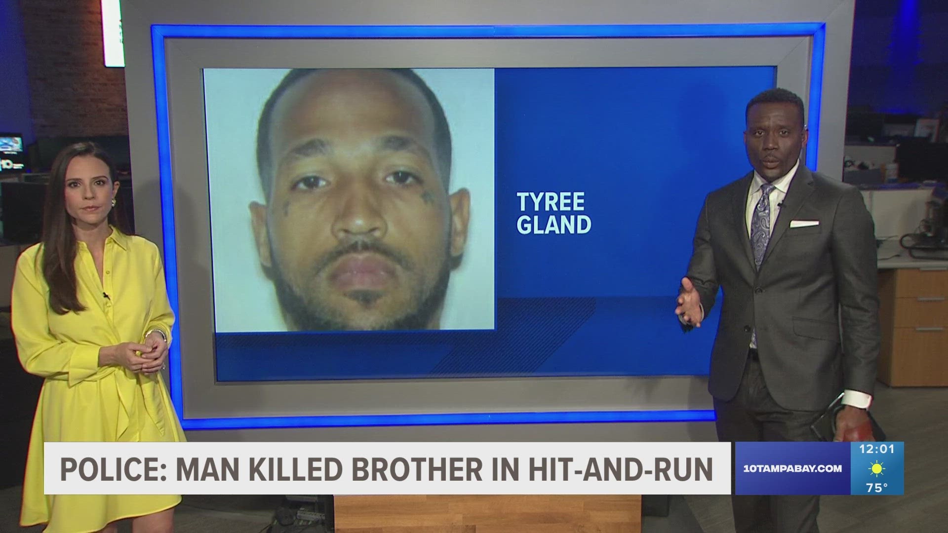 Tyree Gland is wanted on first-degree murder charges. Police say he ran over his brother twice, leaving him at the scene where officials later pronounced him dead.