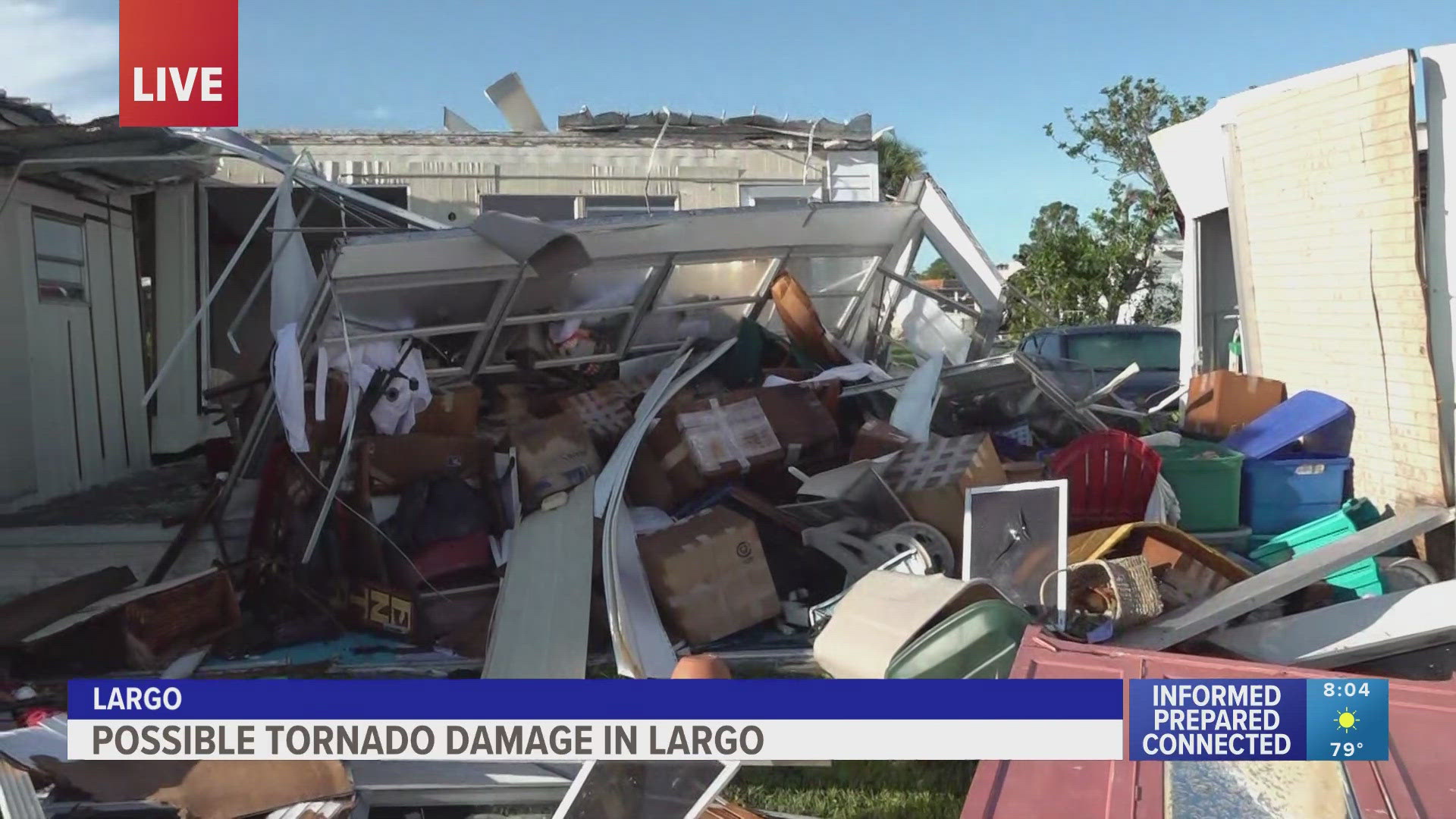 Roofs were peeled back, debris was scattered across the streets and windows were broken after a fast-moving store tore through several neighborhoods. 