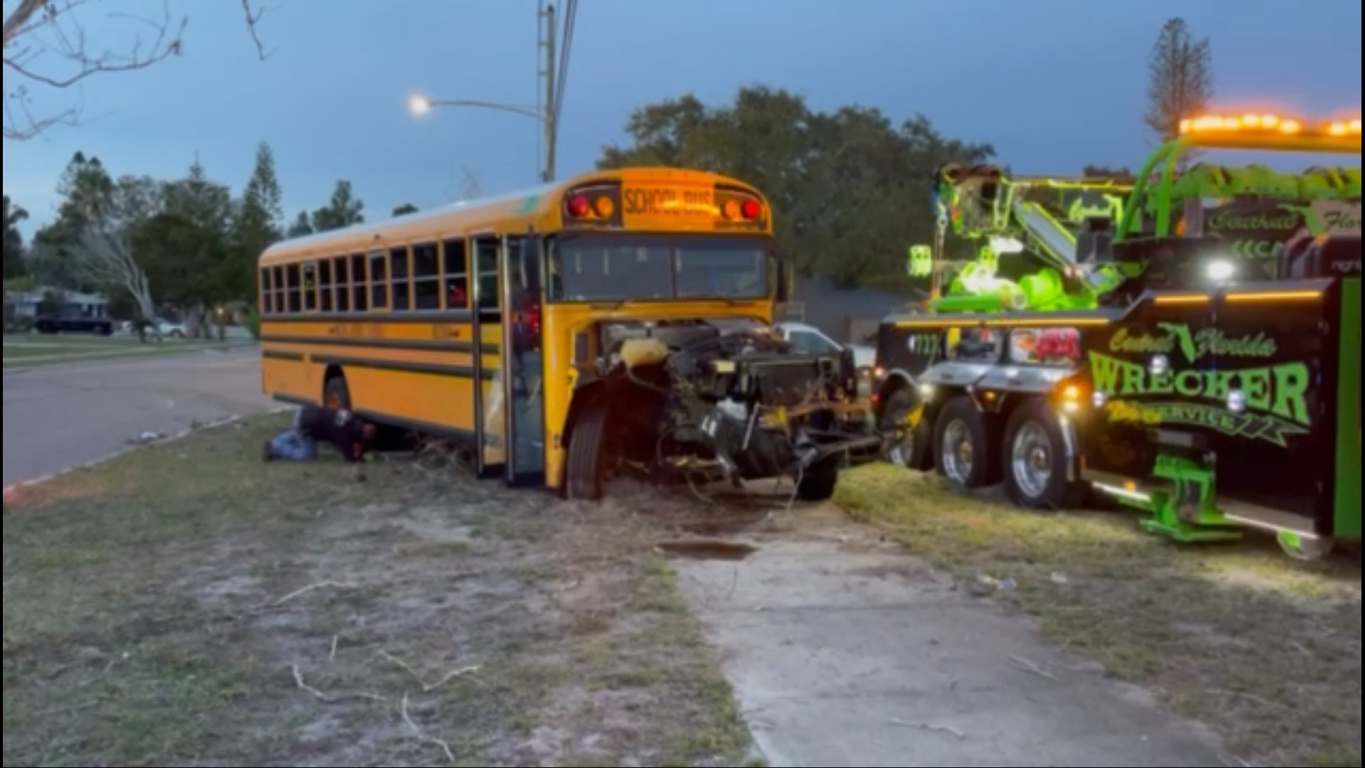 The Saint Petersburg Police Department is investigating the crash at 66th Avenue South and MLK Street. Ten elementary students were onboard, but no one was hurt.