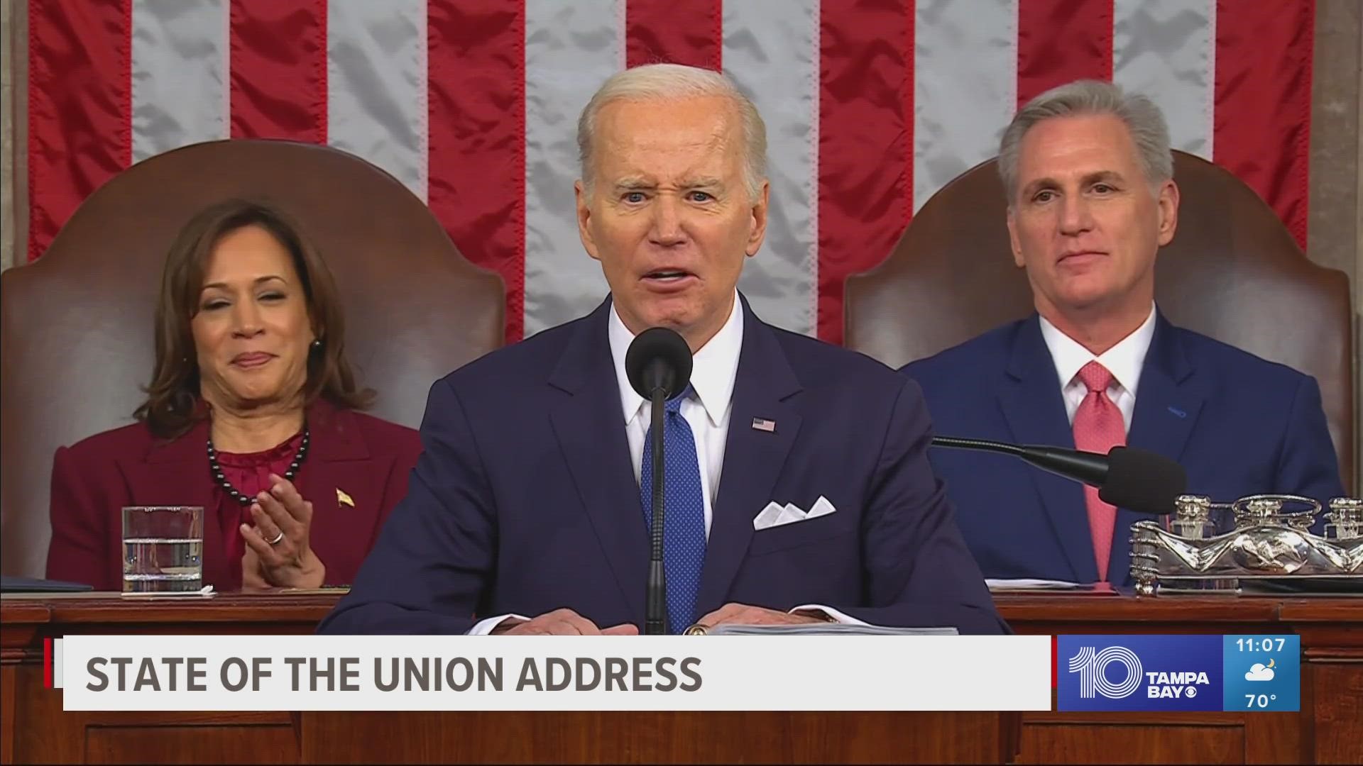 Throughout his speech, Biden sought to portray a nation dramatically different in positive ways from the one he took charge of two years ago.