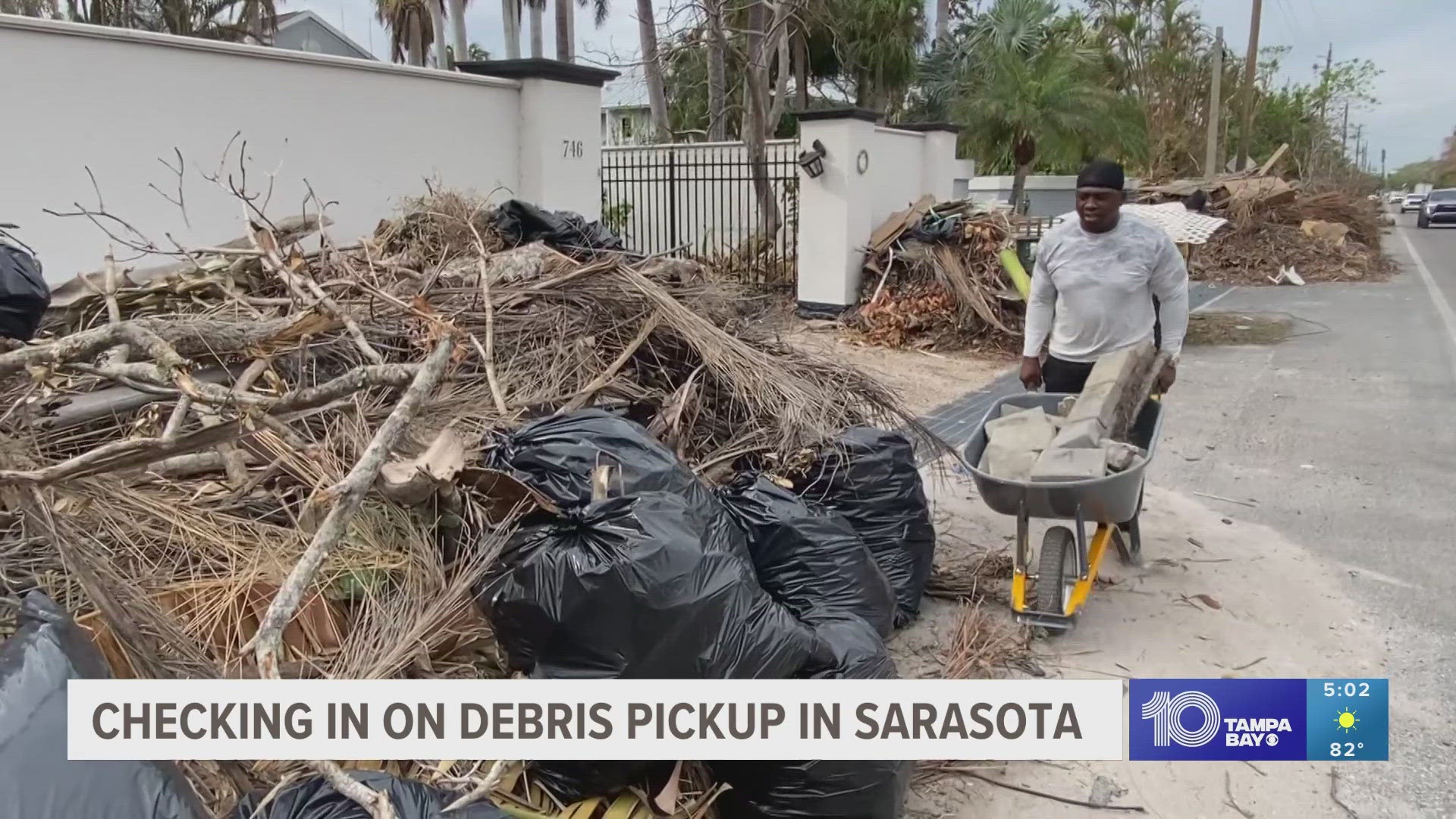 Leaders at the Sarasota Emergency Operation Center say they have around 300 people and nearly 100 hauling units trying to get storm debris out the streets.