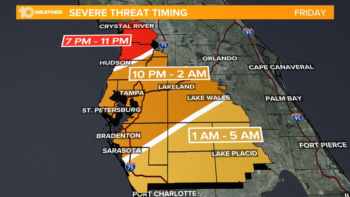 Timeline: Strong storms possible in Tampa Bay this weekend