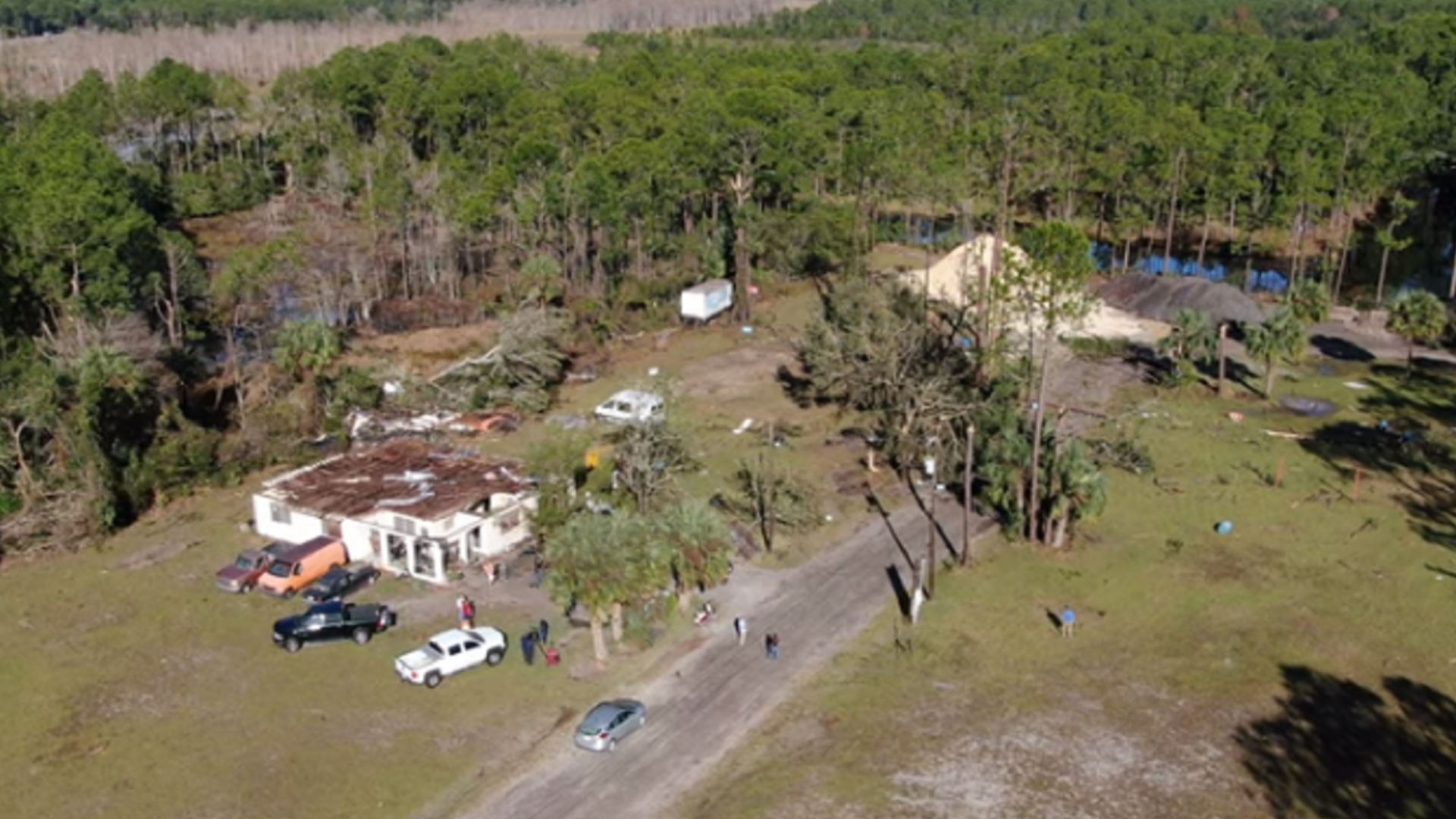 Drone video captured some of the damage caused by an EF-1 tornado early Saturday, Dec. 14, 2019, in Flagler County, Florida.