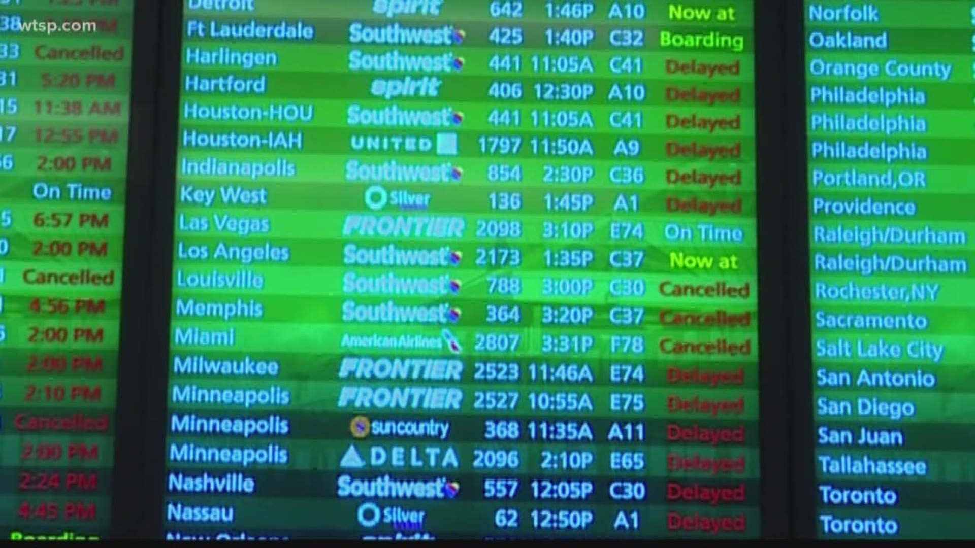 Many travelers were stuck as flights were grounded by the bad weather as Easter weekend travel ramped up.