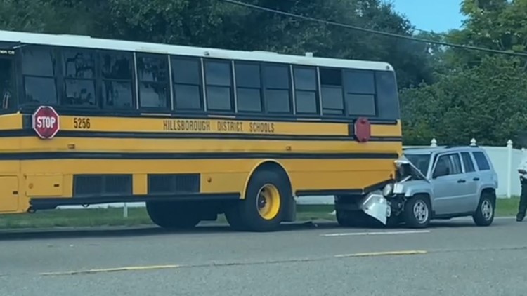 Jeep rear-ends Hillsborough County school bus Monday