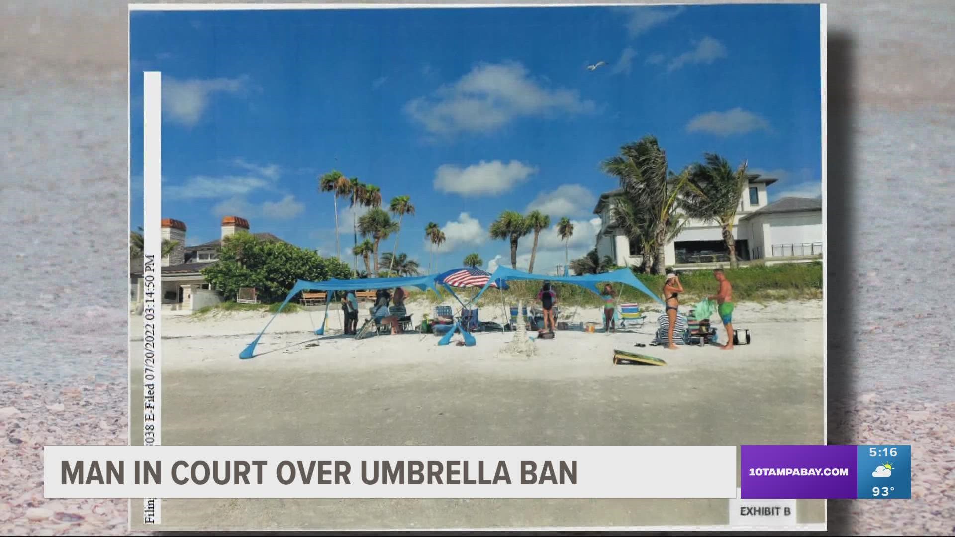 Pedro Redero was fined $150 for using an umbrella on Belleair Beach.