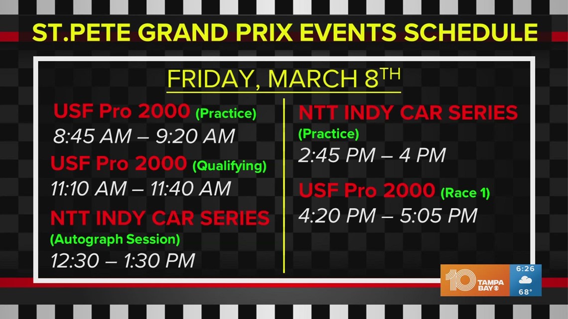 2024 St. Pete Grand Prix weekend events schedule