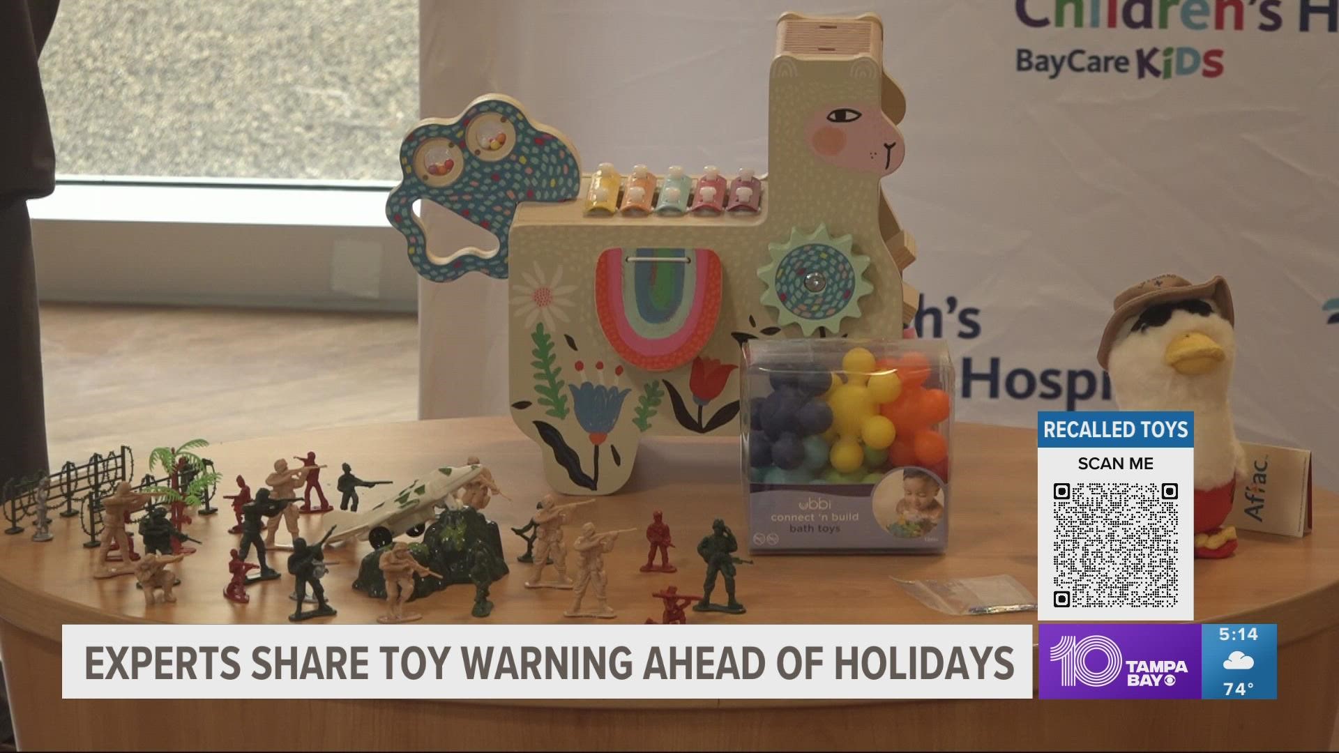 Toys flagged each year by the U.S. PIRG Education Fund often include items with toxins or choking hazards, like magnets and batteries.