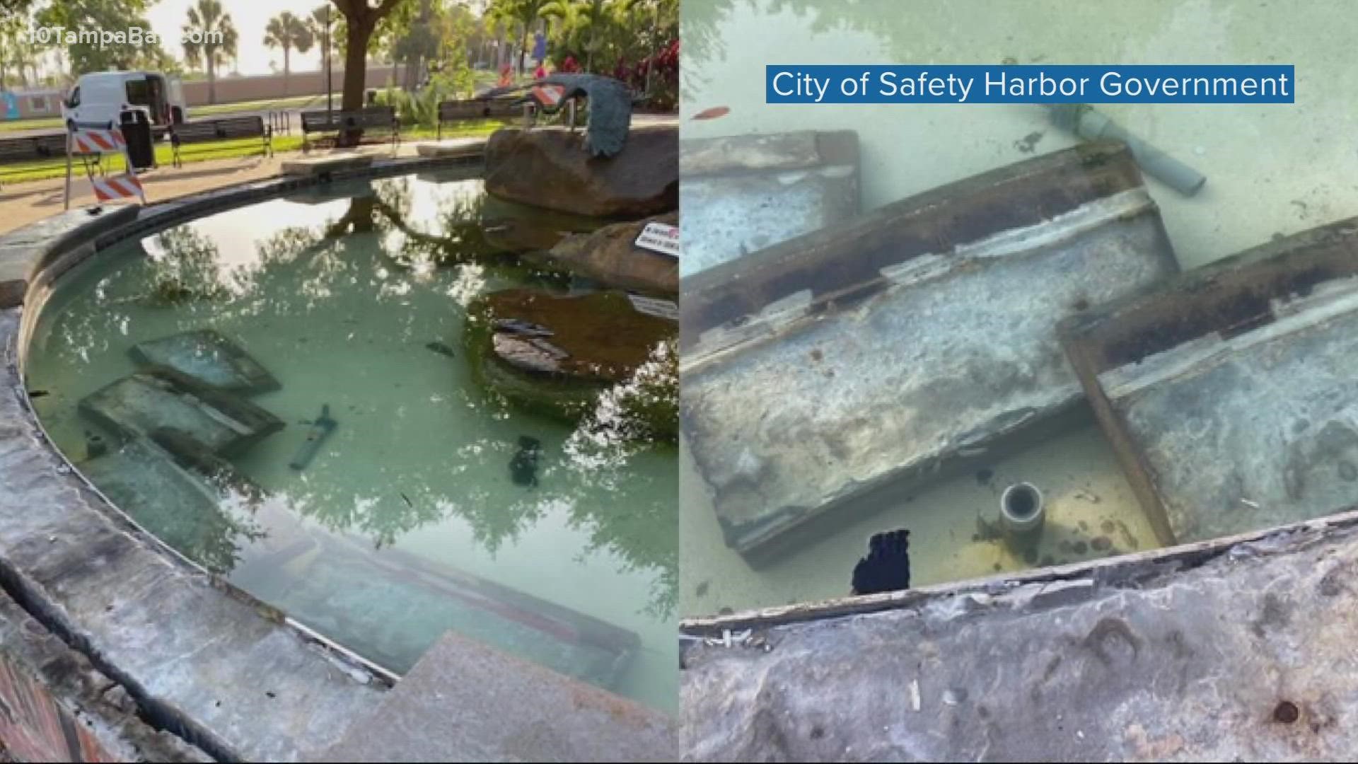 The Safety Harbor Marina Fountain was reportedly "heavily" vandalized sometime between 7 a.m. Sunday and 7:30 a.m. Monday.