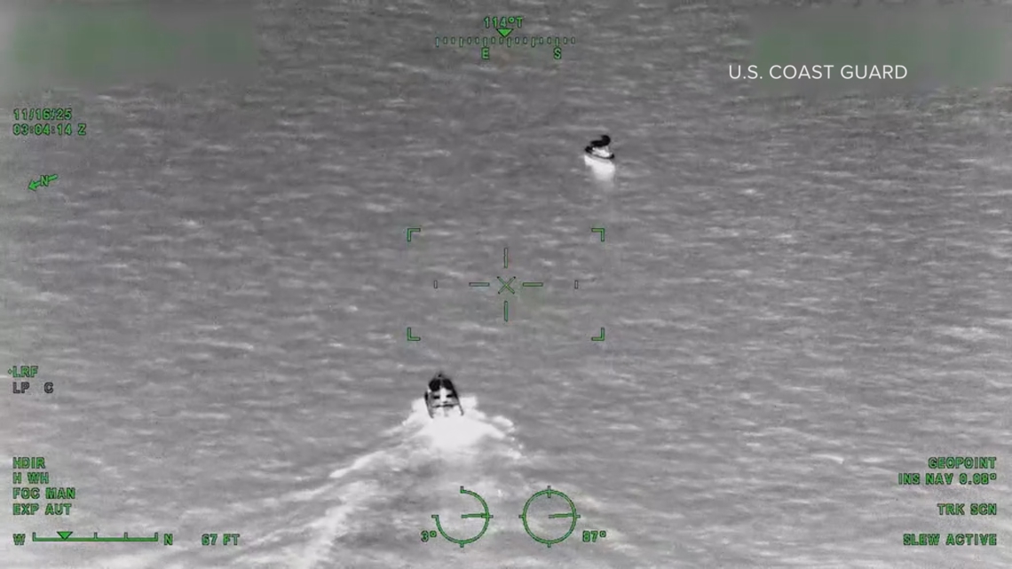 VIDEO: U.S. Coast Guard rescues eight people in a stranded boat 35 miles of the coast of Florida
