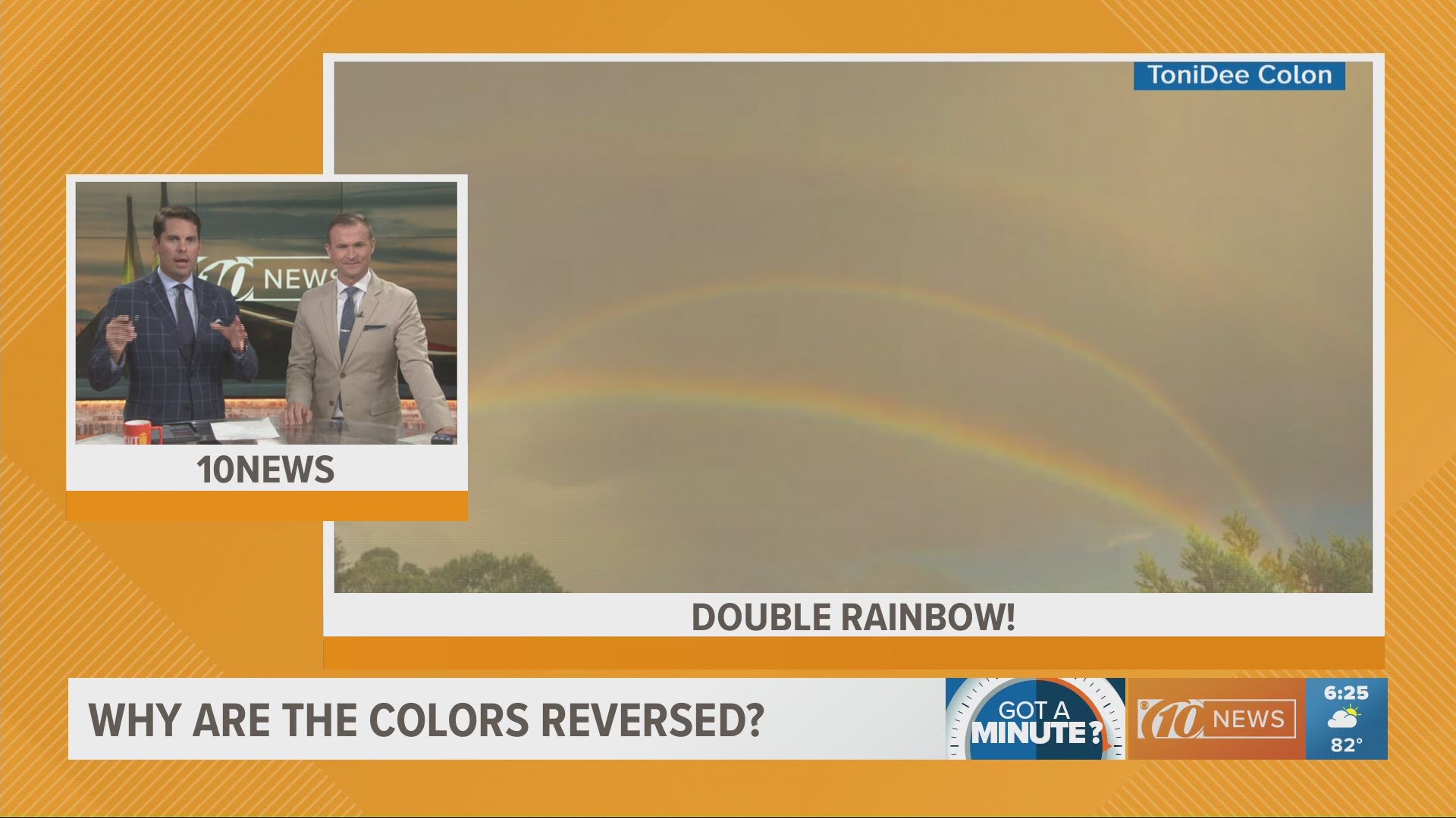 Ever wonder why the colors are in reverse order when you see a double rainbow? Meteorologist Grant Gilmore explains the sunlight reflects off a raindrop twice. https://on.wtsp.com/2Id0qjM