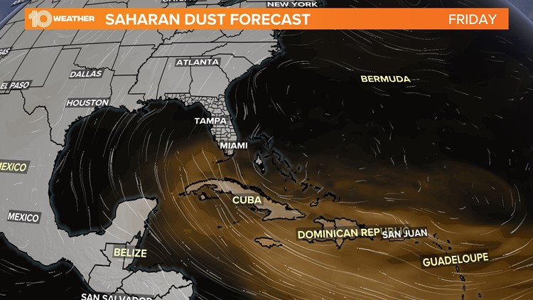 Saharan dust plume surges into Gulf of Mexico, parts of Florida, this weekend