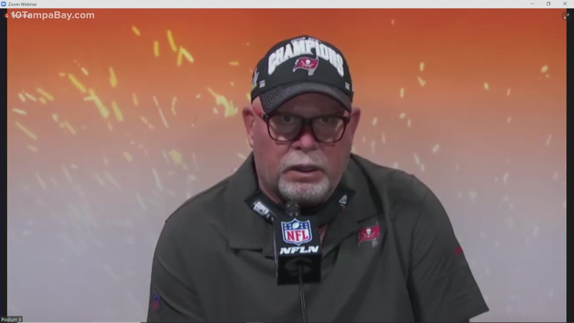 Tampa Bay Buccaneers head coach Bruce Arians speaks during a news conference after the Bucs' 31-9 victory over the Chiefs.