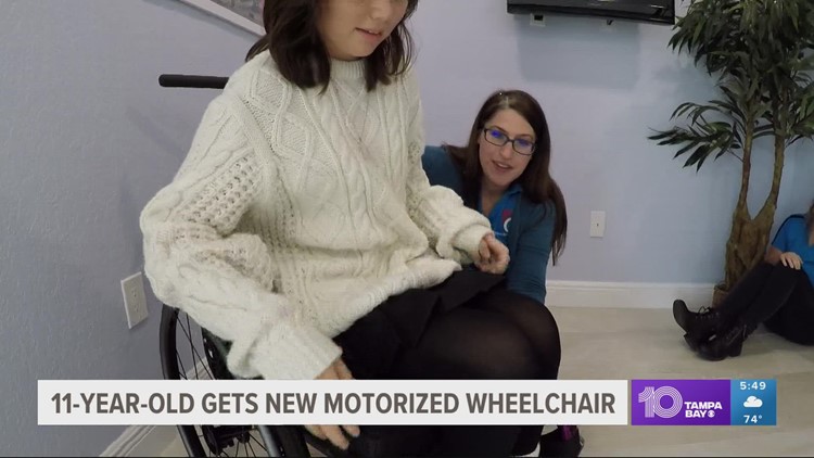 'Wheelchairs 4 Kids' gifts 11-year-old girl with motorized wheelchair