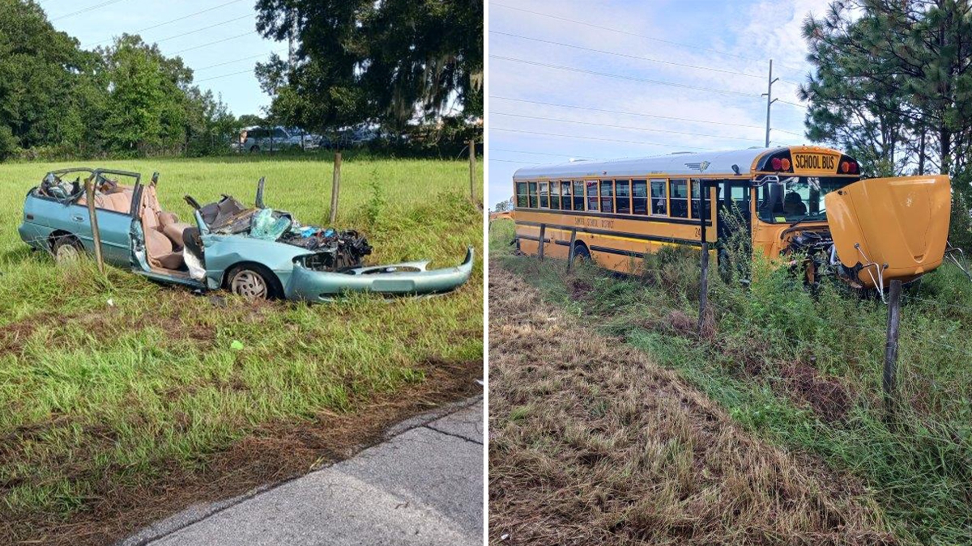 Fourteen middle and high school students on the school bus were all released to their parents after the crash, according to Florida Highway Patrol.