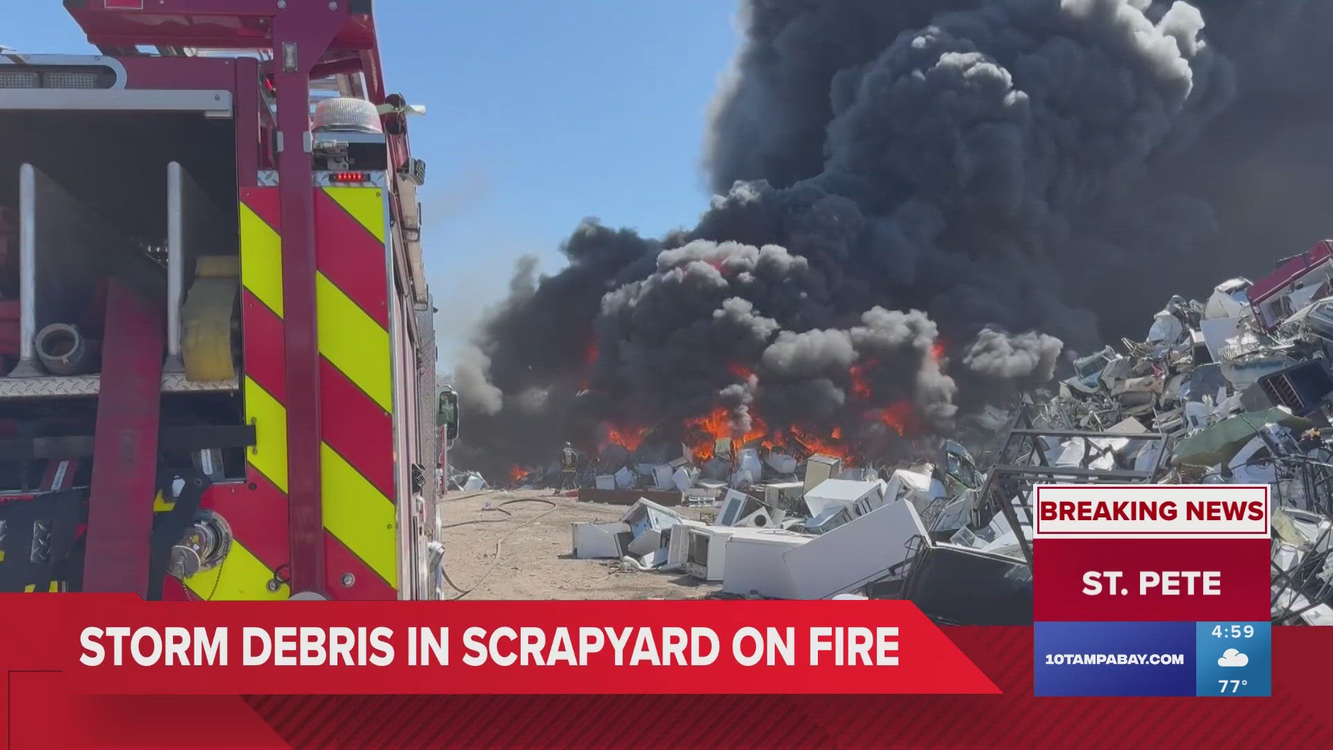 St. Pete Fire Rescue crews responded to a large scrap metal blaze Thursday at a recycling center.