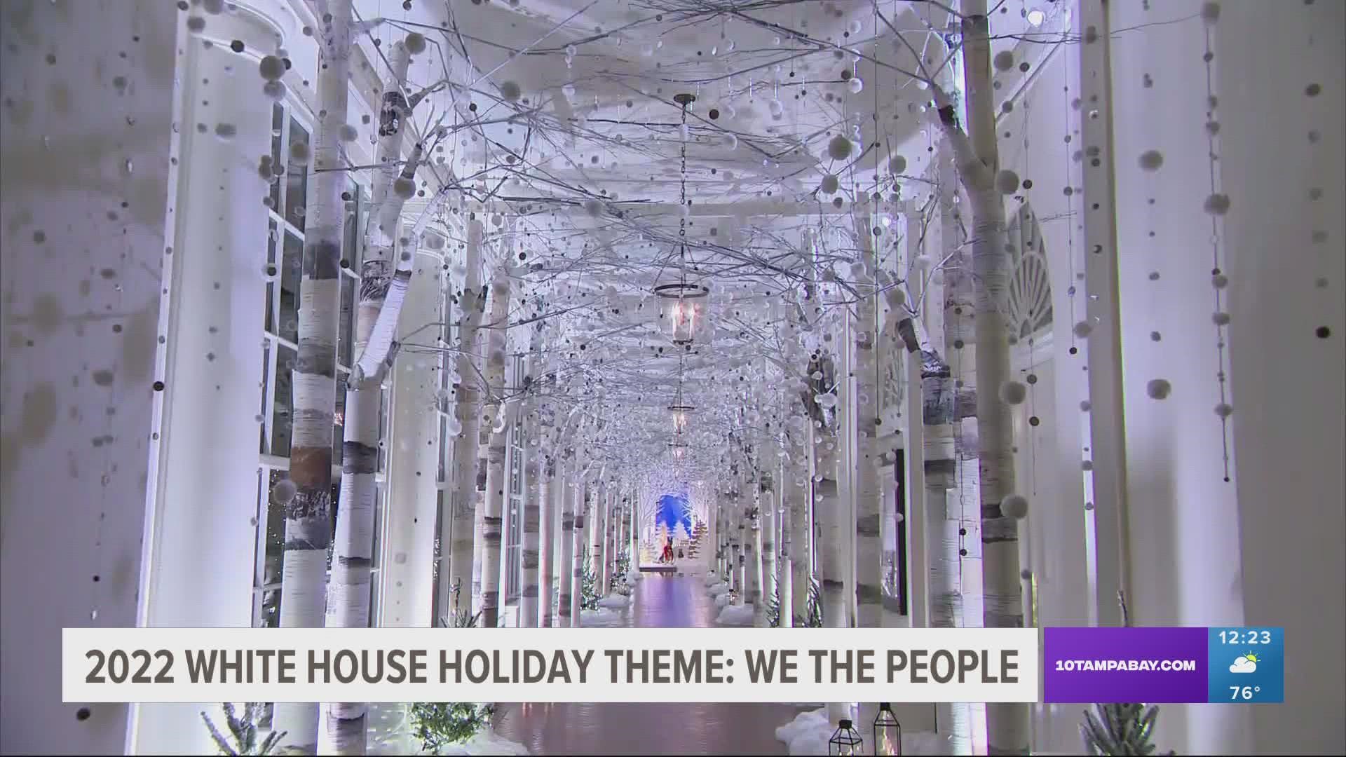 The decorations include more than 83,000 twinkling lights on trees, garlands, wreaths and other displays, 77 Christmas trees and 25 wreaths.