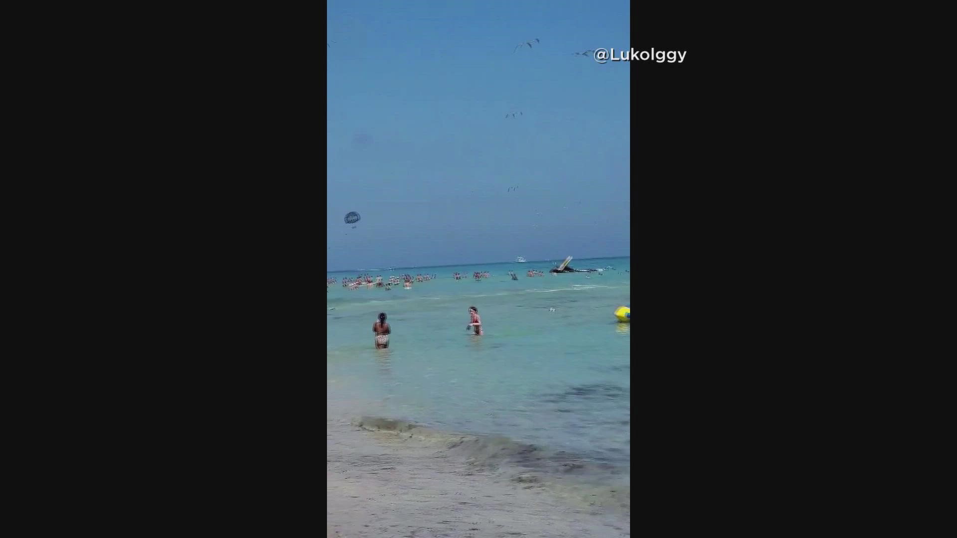 A helicopter crashed Saturday into the ocean waters off Miami Beach, plummeting a few feet away from swimmers, officials said.