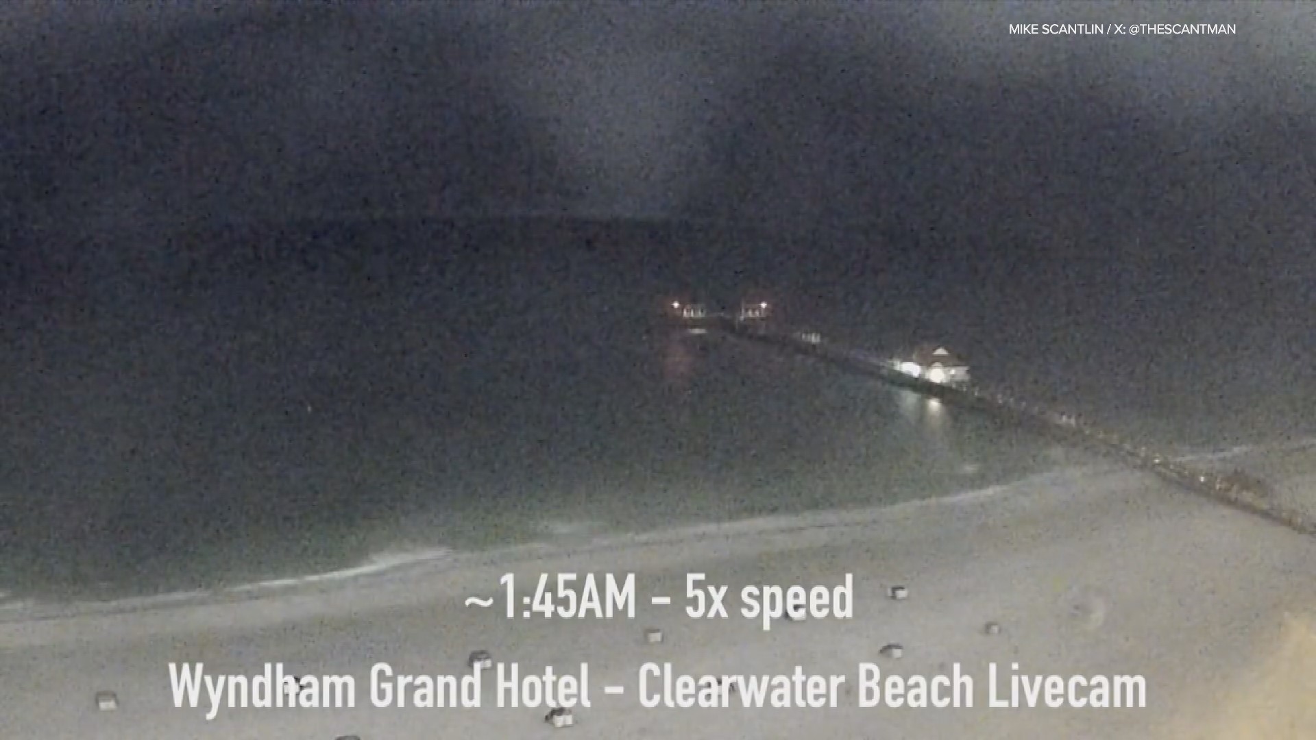 A large waterspout was spotted early Thursday morning near Pier 60 at Clearwater Beach as severe storms pushed inland from the Gulf of Mexico.