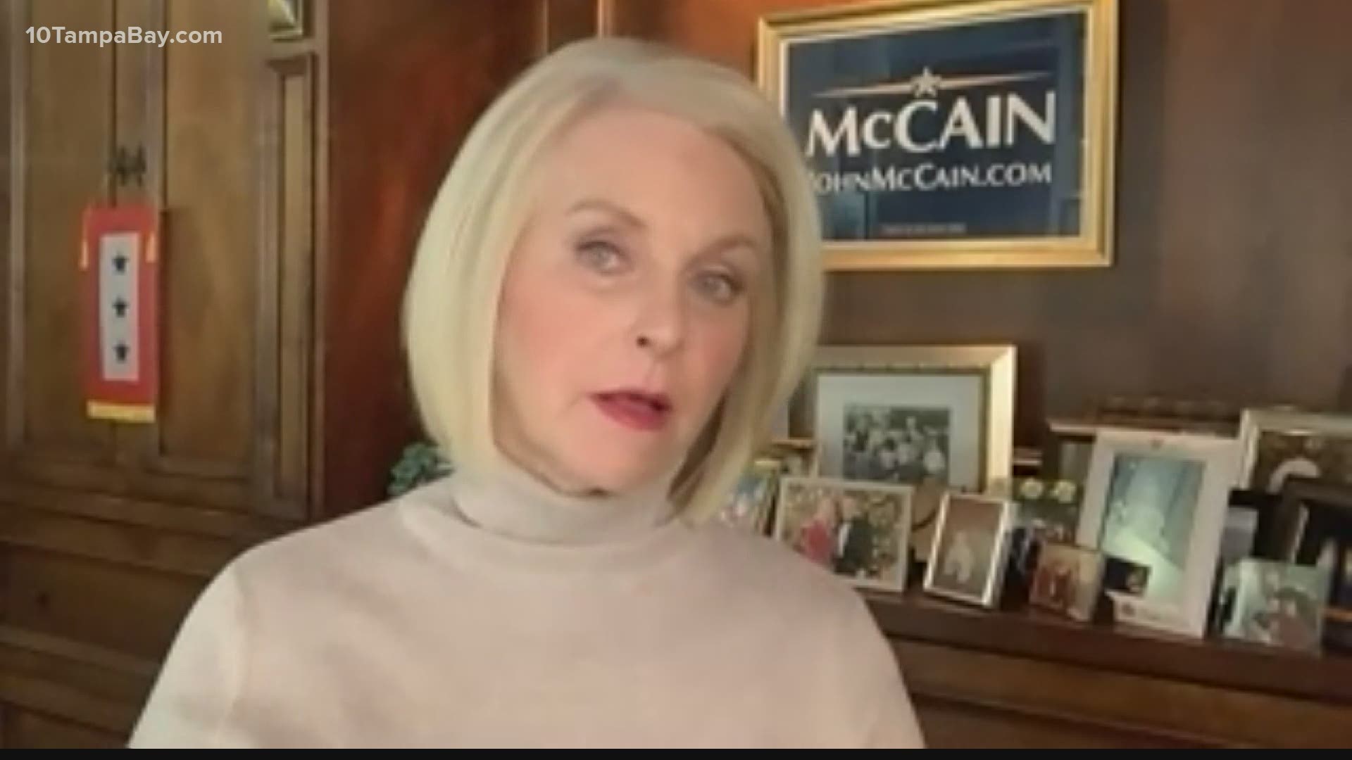 Cindy McCain announced she was backing Democratic nominee Joe Biden but says she's still a Republican.