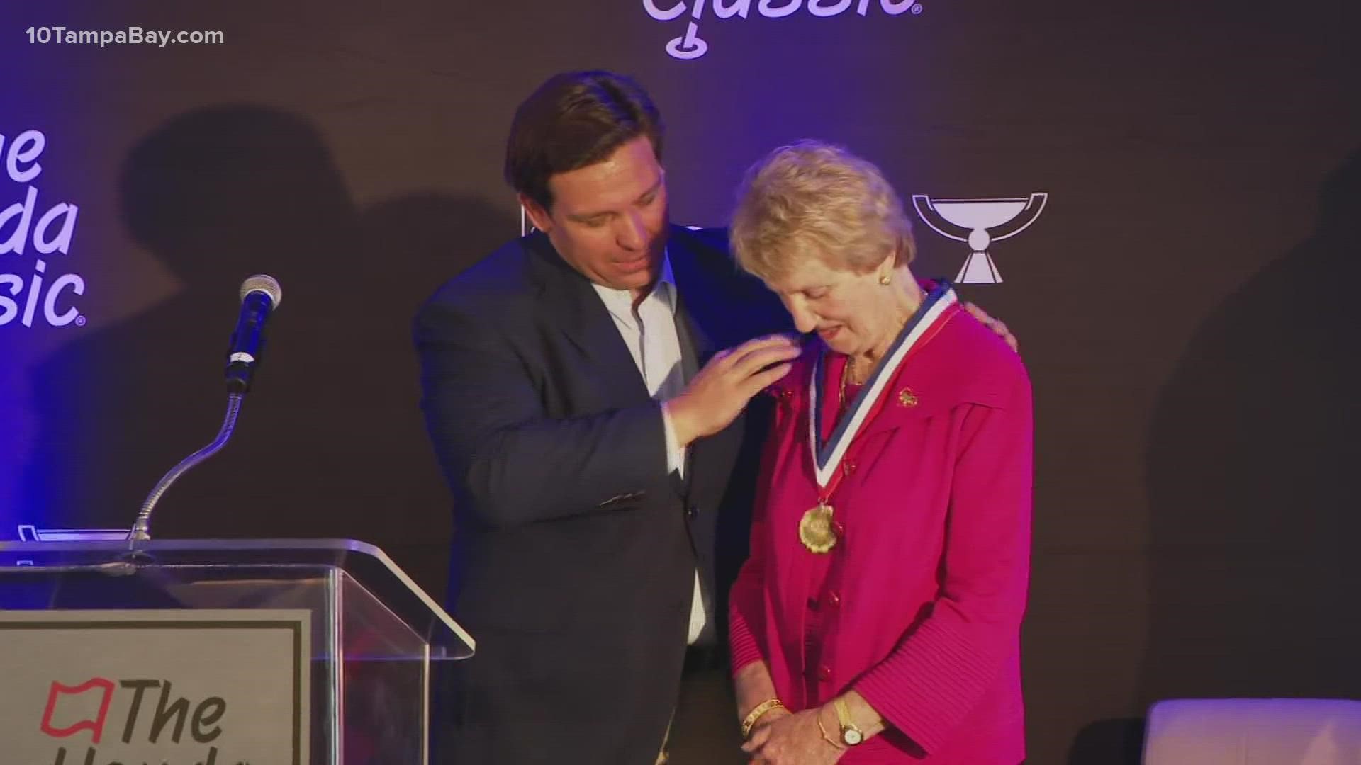 Rather than only awarding the medal, DeSantis also announced that he signed a proclamation to dedicate Feb. 25 as Barbara Nicklaus Day.