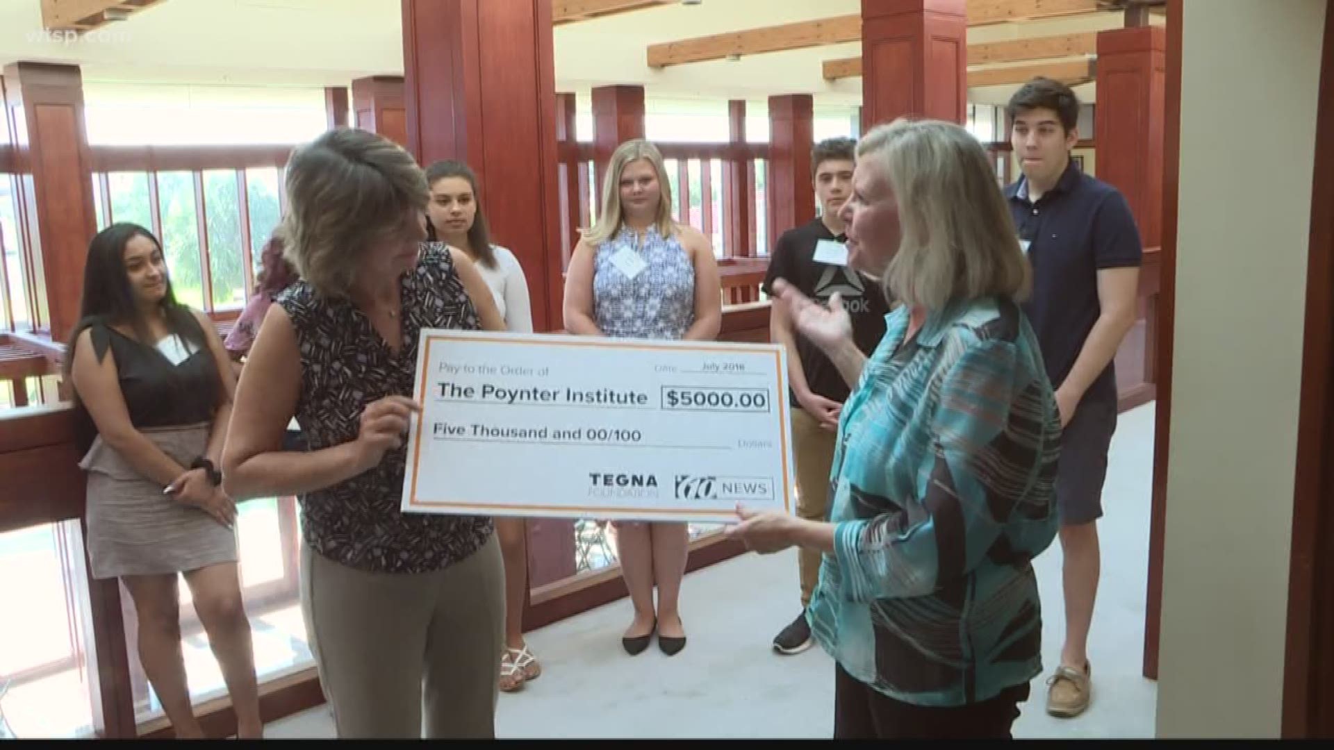10News and the TEGNA Foundation presented the Poynter Institute with a $5,000 grant to support this and other summer programs for high school students. 