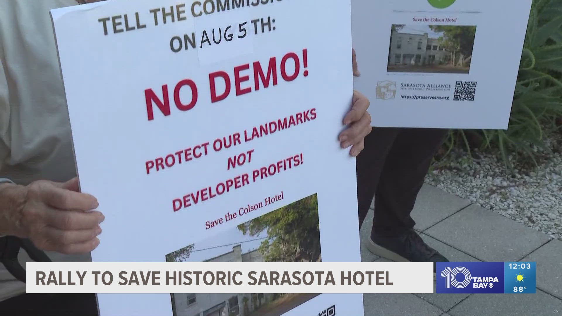 The owners proposed demolishing the Colson Hotel, building townhomes on the site, and placing a historical marker out front. This concerned many community members.