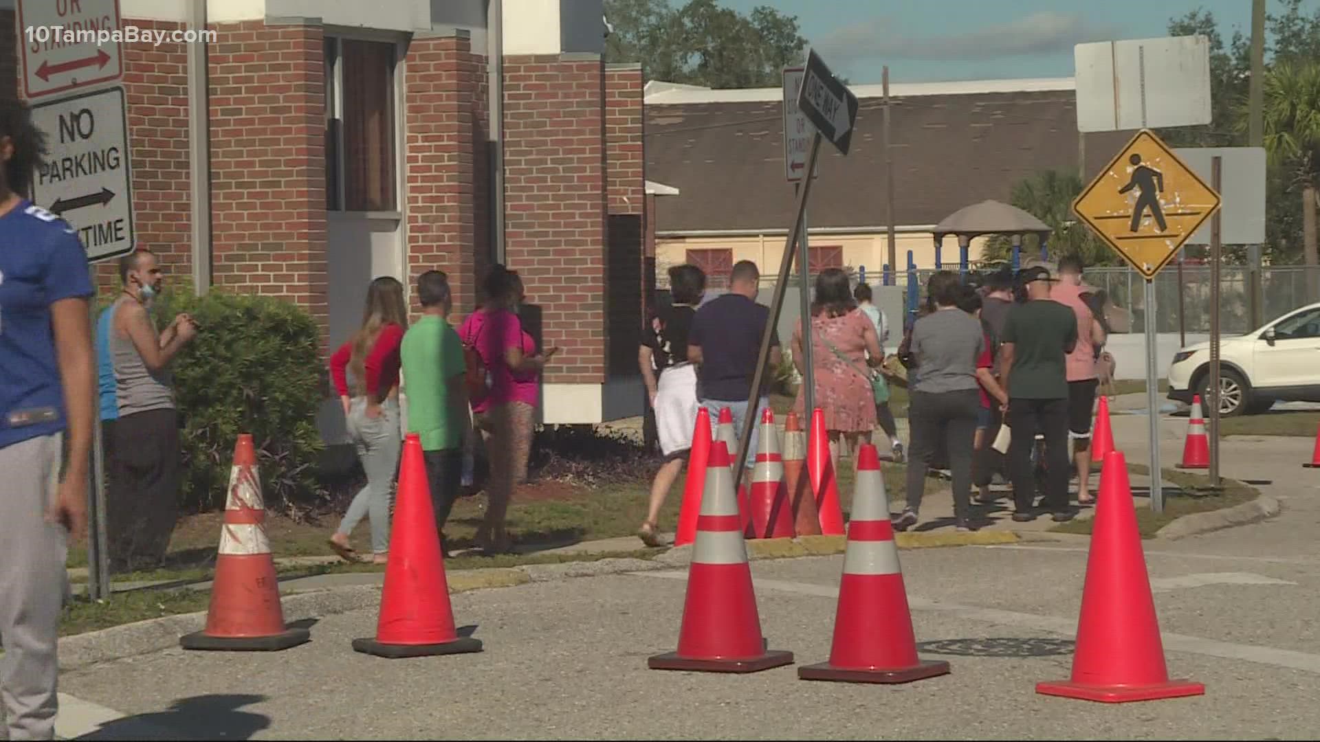 The only testing site in Hillsborough County had a line wrapped around the building for hours on Sunday.