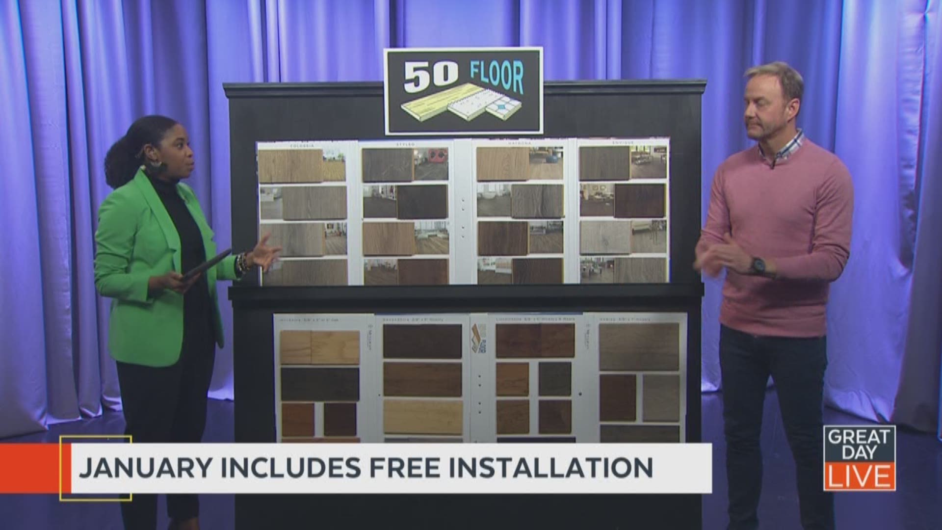 50 Floor offers a variety of popular carpet, tile, vinyl, laminate, and hardwood flooring products, installed at incredibly low prices.