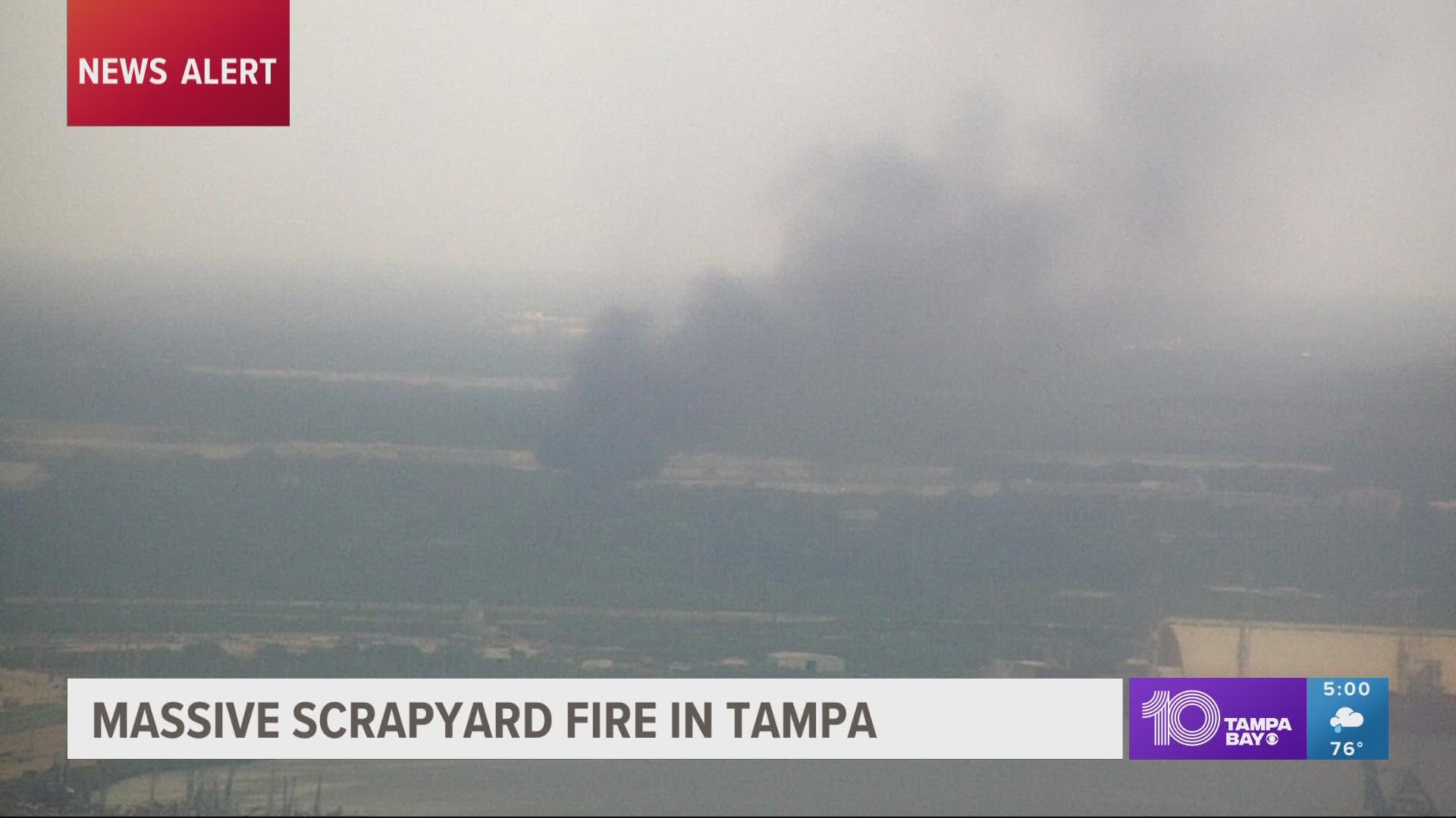 Smoke could be seen billowing as far out as downtown Tampa.