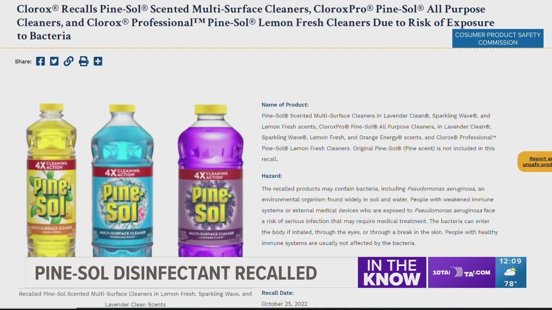 Although no illnesses linked to the recall have been reported, people with weakened immune systems are at greater risk if exposed to the contaminated products.