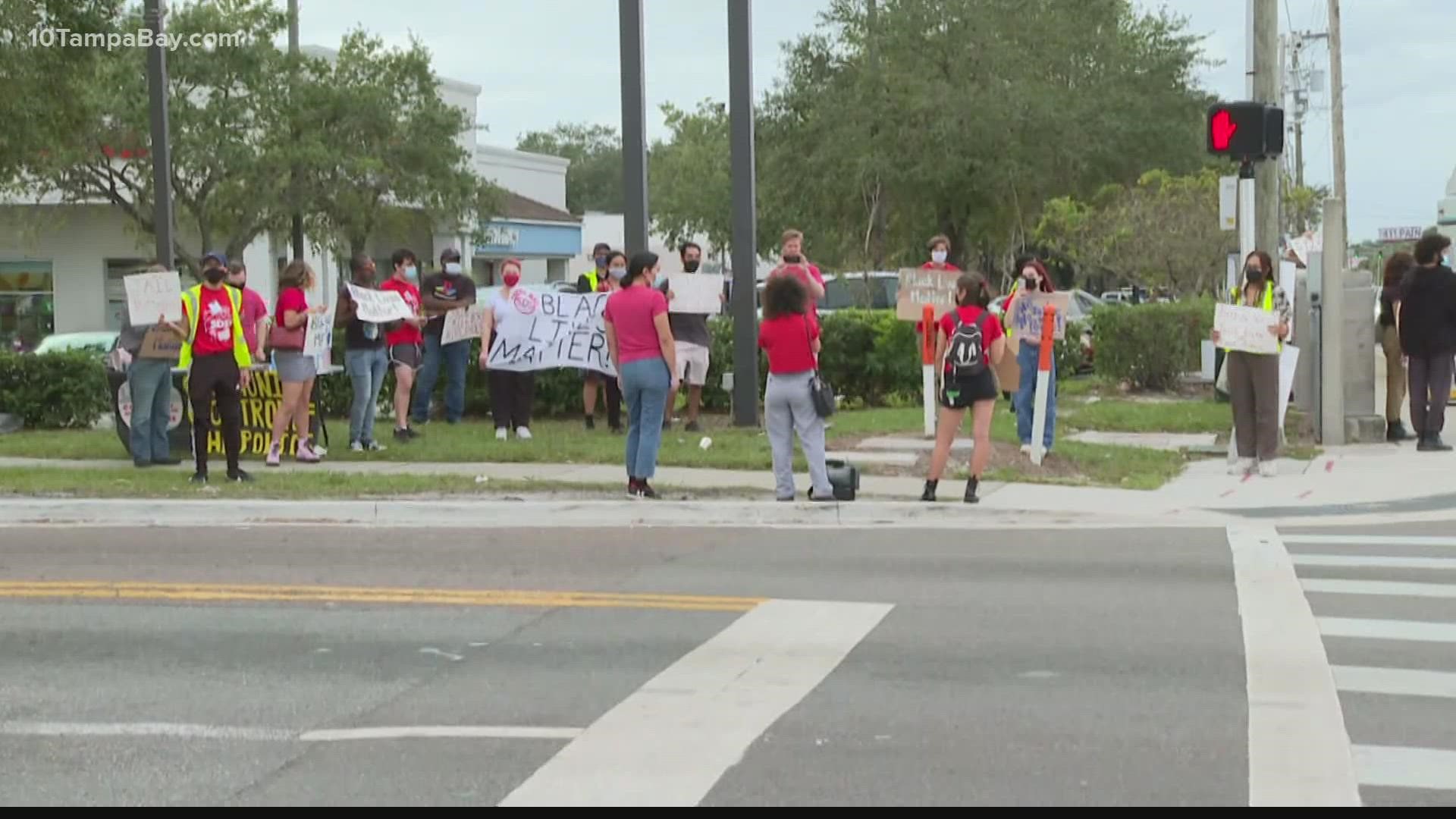 A group of more than twenty people gathered Sunday in Tampa, following another protest in St. Pete.