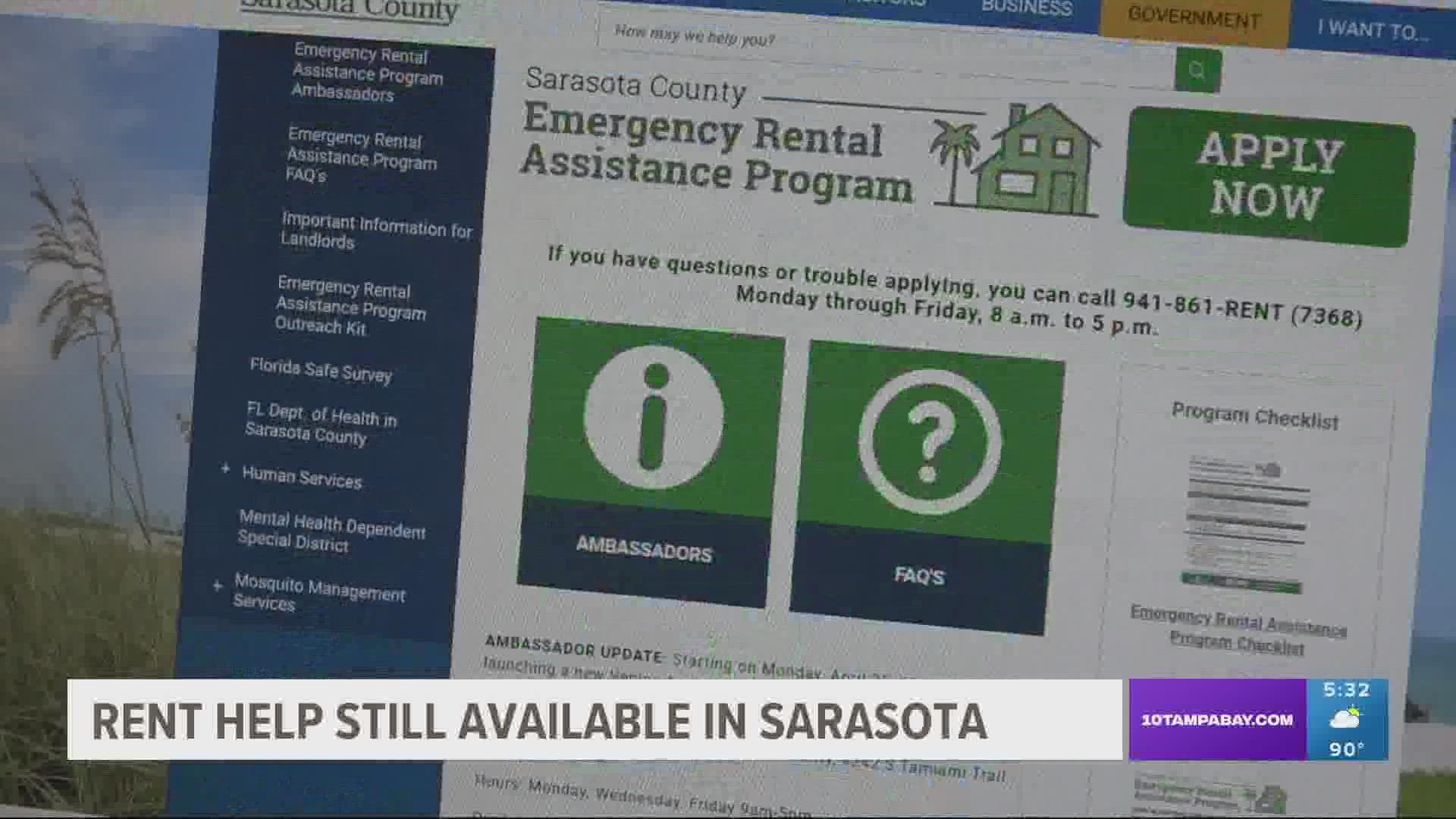Last year, Sarasota County ERAP received $17.2 million from the U.S. Department of the Treasury and has disbursed $11 million so far.
