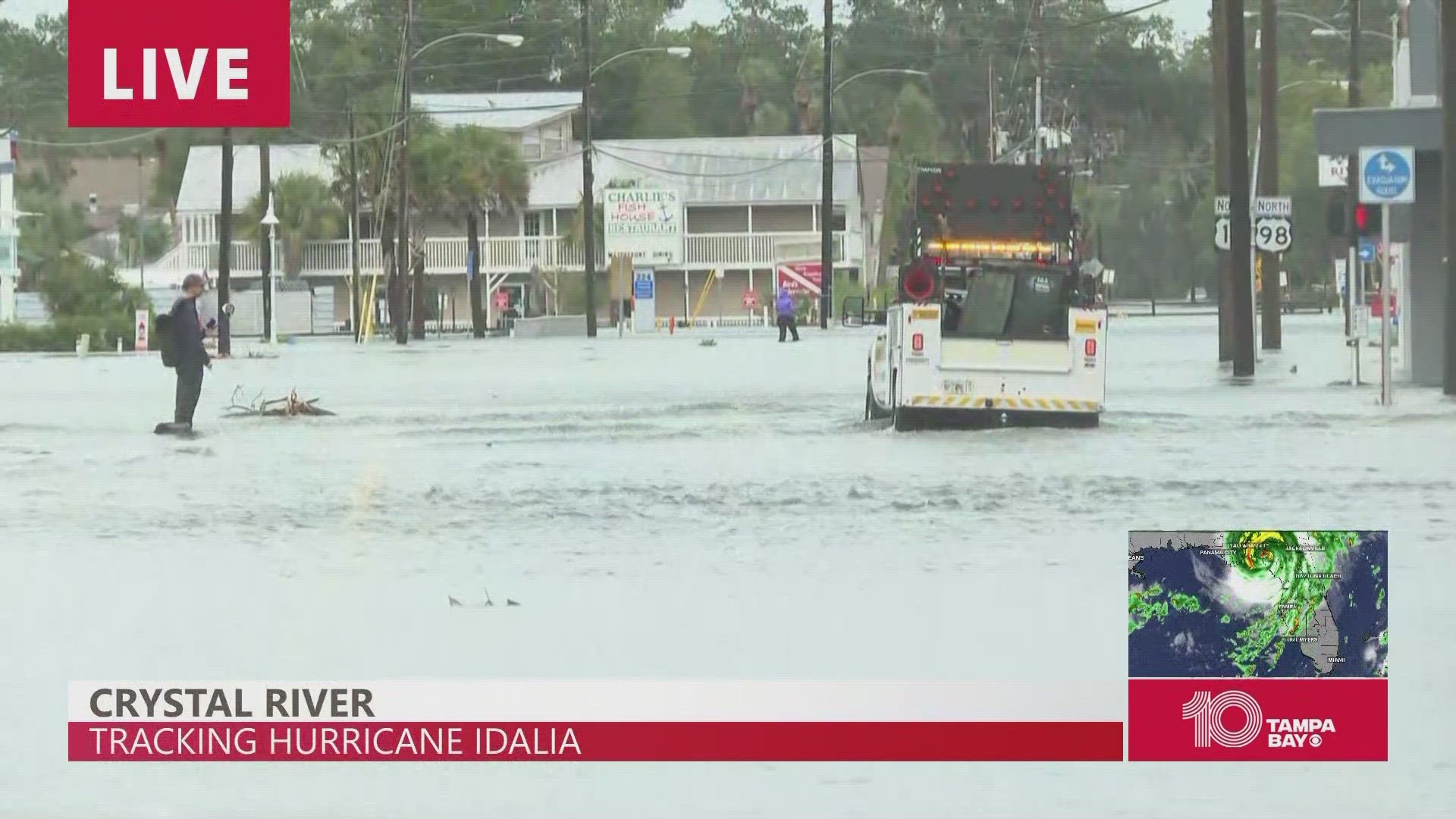 Storm surge brought major flooding to Crystal River and the water continues to rise.