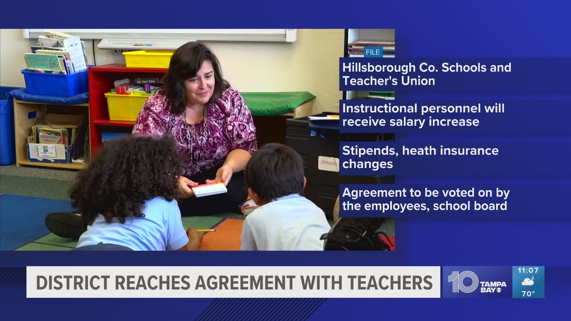 The agreement must now be voted on by the employees and approved by the Hillsborough County School Board.