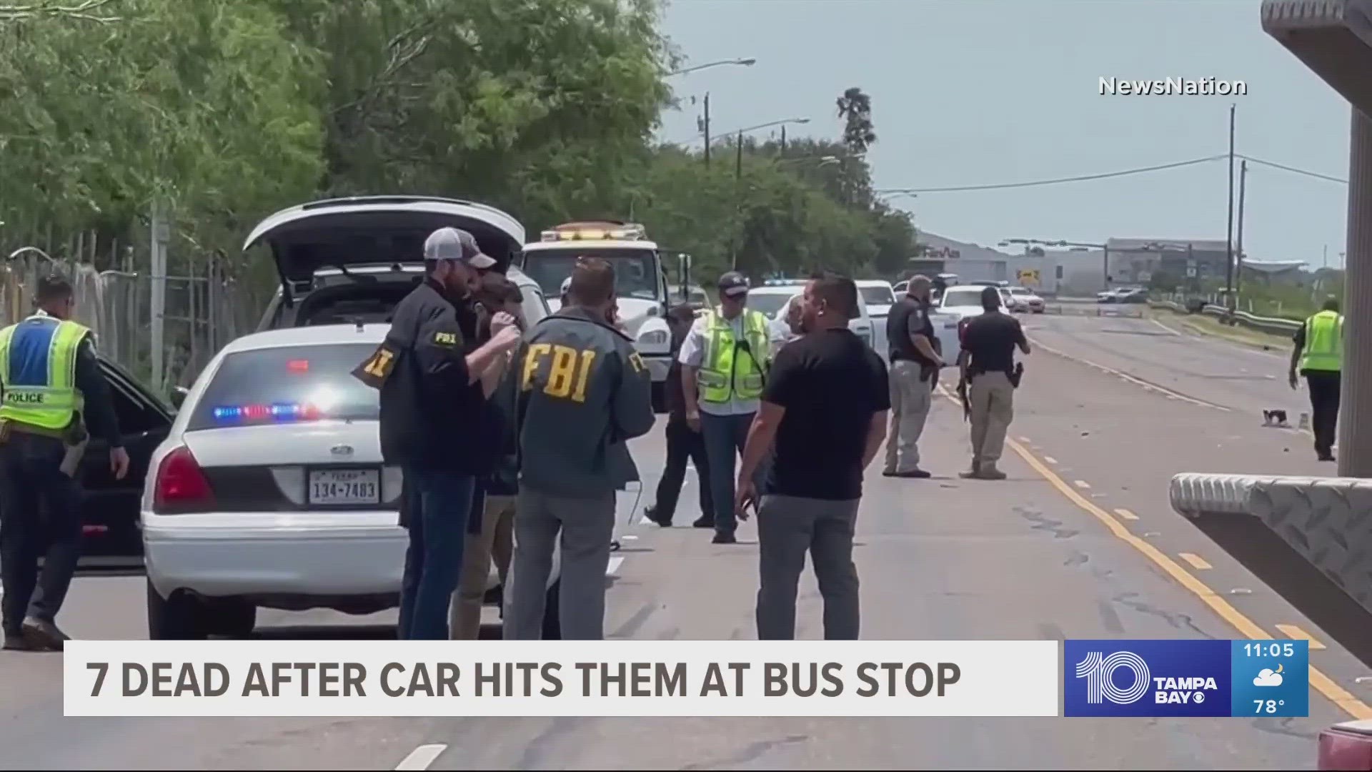 7 dead after SUV plows into crowd at Texas bus stop outside migrant