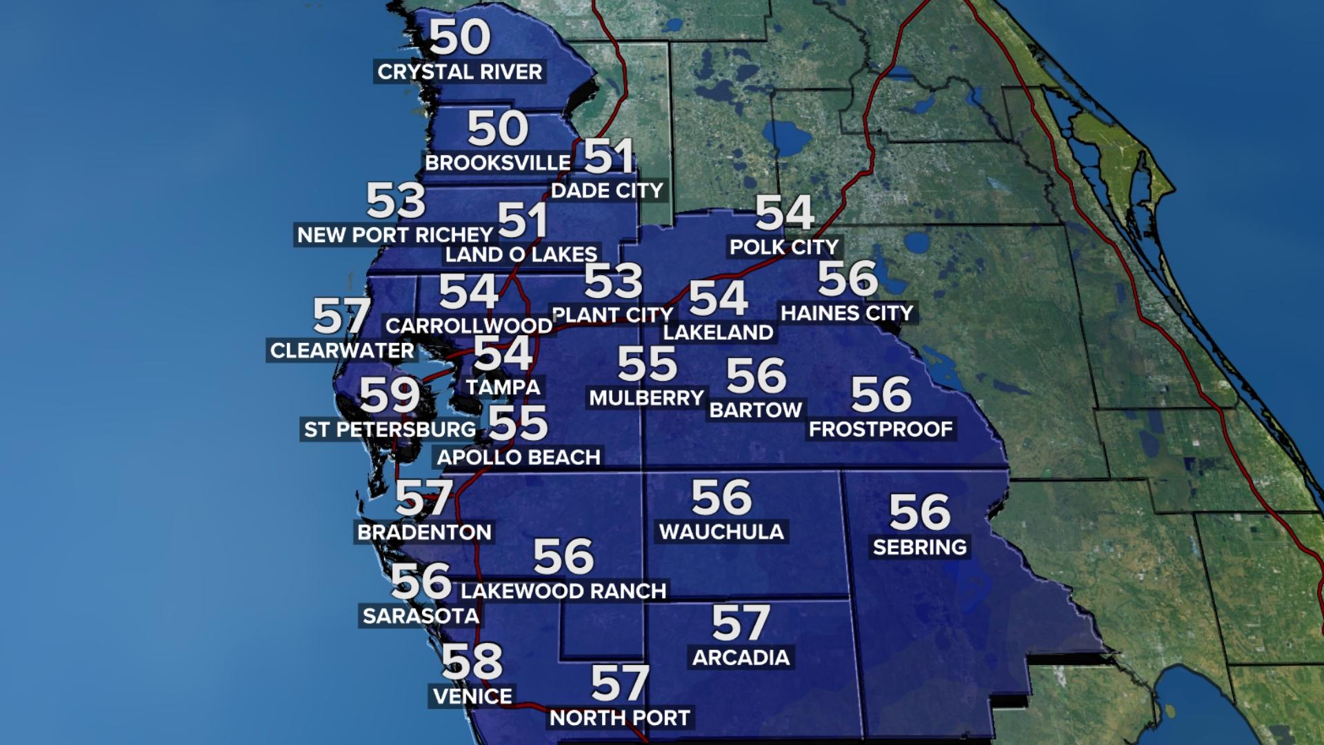 Tampa Bay weather forecast Cooler temps on the way