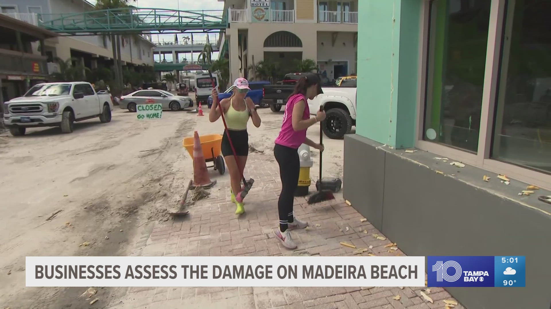 Businesses in John's Pass have been banding together to help clean up the damage left by Helene. Many shop owners are also assessing damages from the storm.