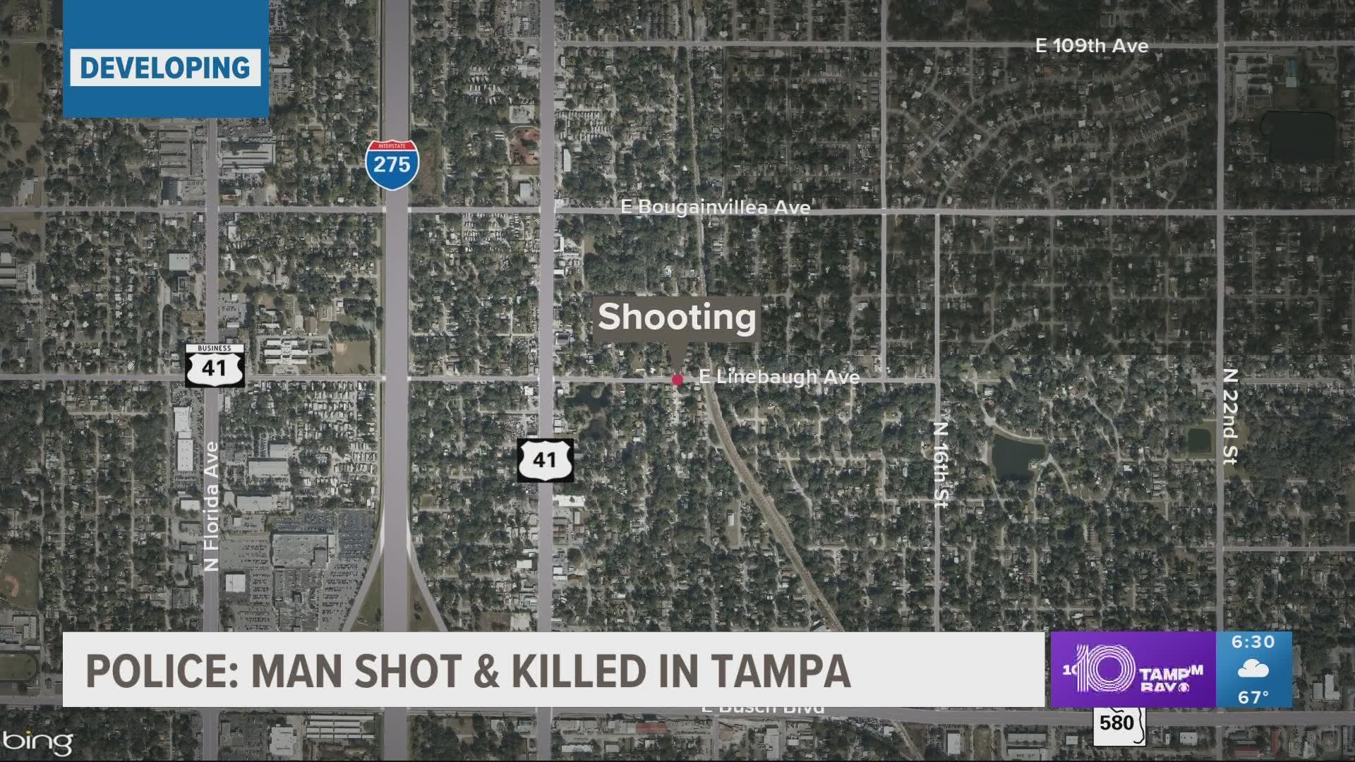 Patrol officers arrived at the area of 11th Street North and Linebaugh Avenue East when they received a report about a shooting, authorities say.