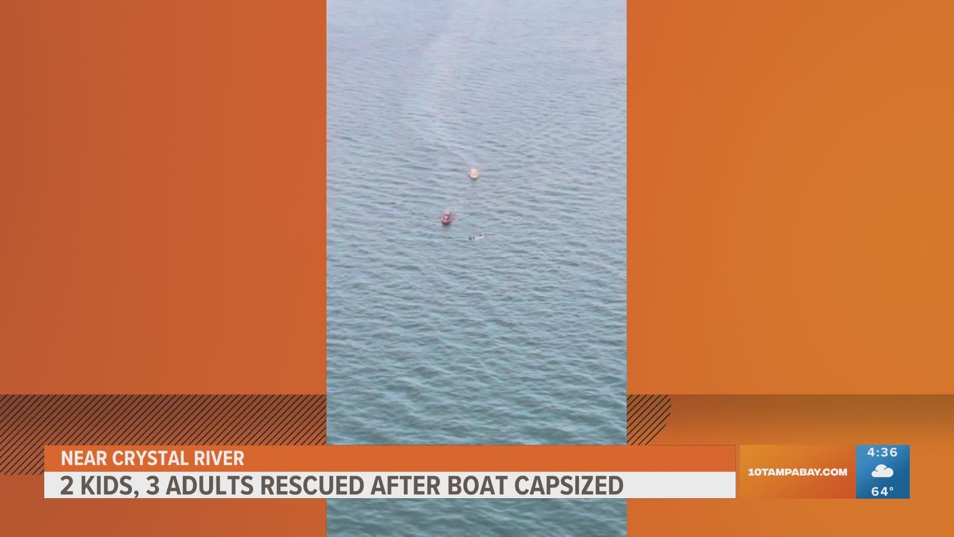 Three adults and two kids were recovered by the Coast Guard after their boat capsized on Sunday.