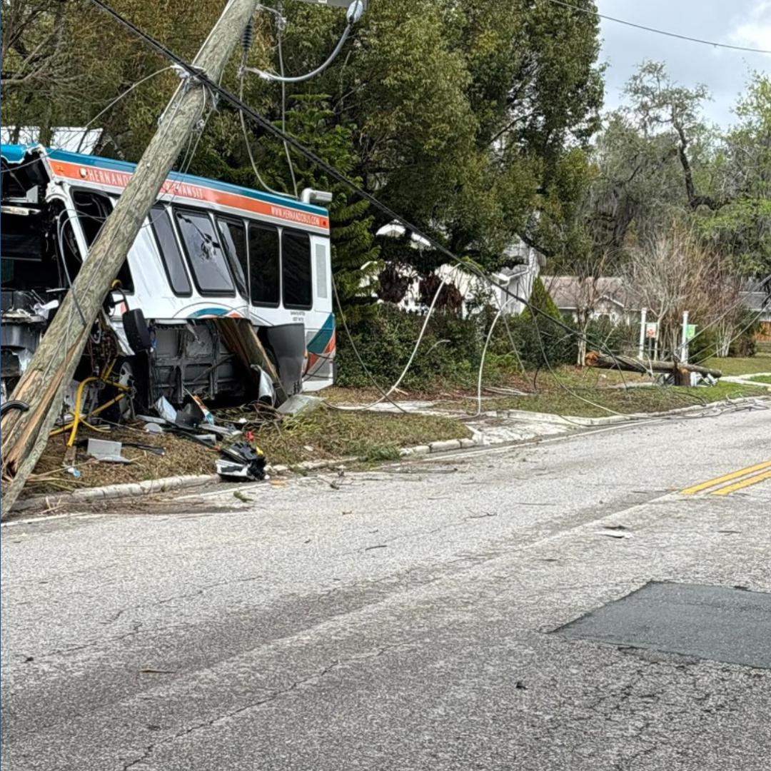Hernando County bus driver hits utility pole after falling asleep at ...