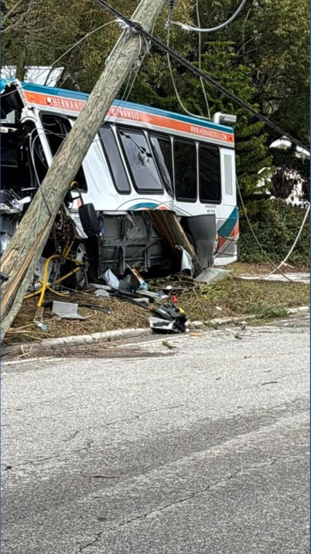 Hernando County bus driver hits utility pole after falling asleep at ...