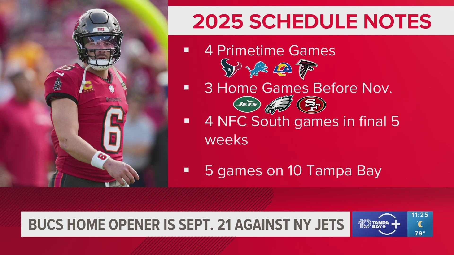 The NFL released the regular season schedule for all 32 teams on Wednesday night. Here's a breakdown of Tampa Bay's 17-game slate.