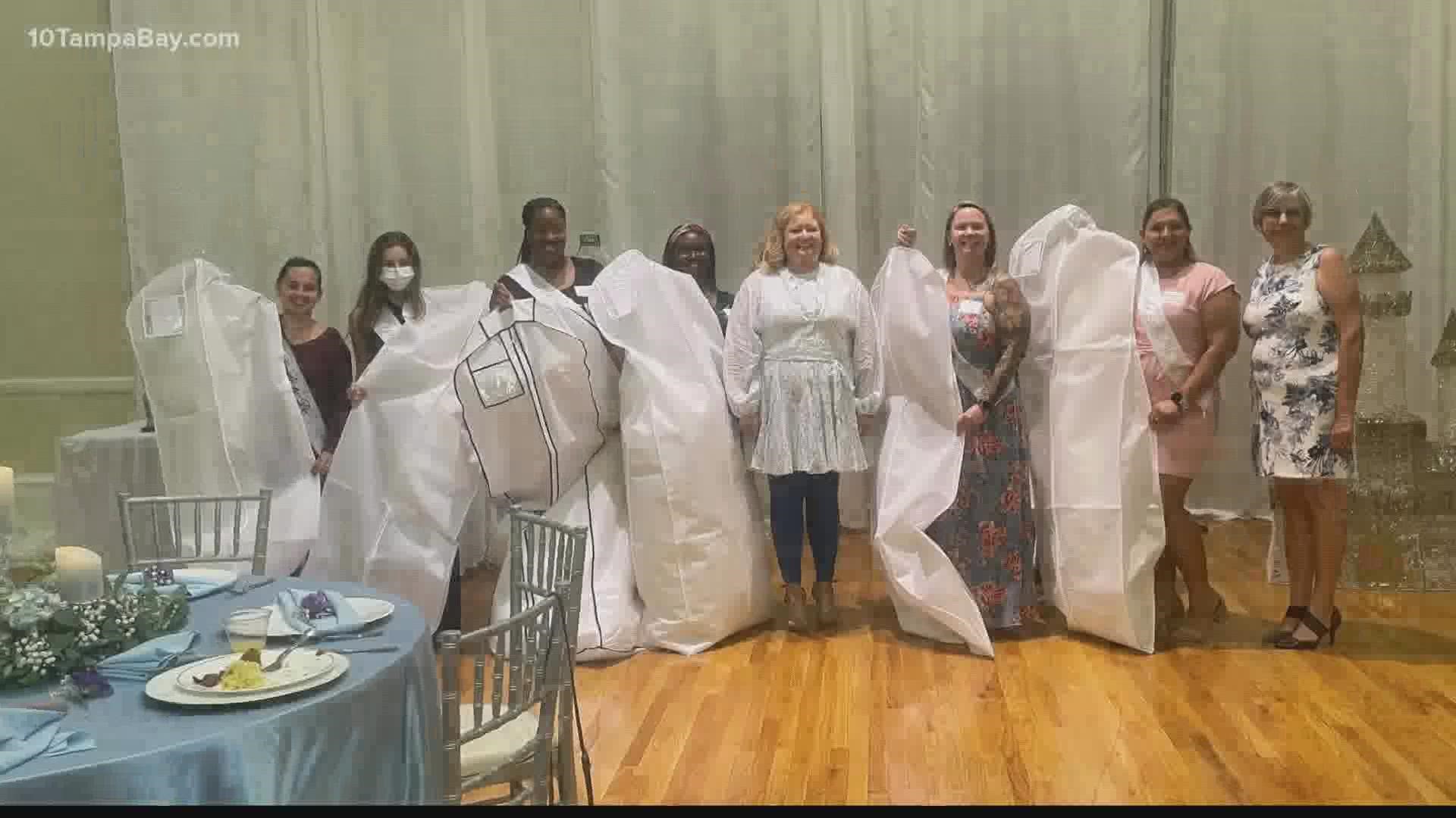 Shannon Keil gave away gowns to brides-to-be who work in hospitals around Tampa Bay after surviving her own COVID-19 battle.