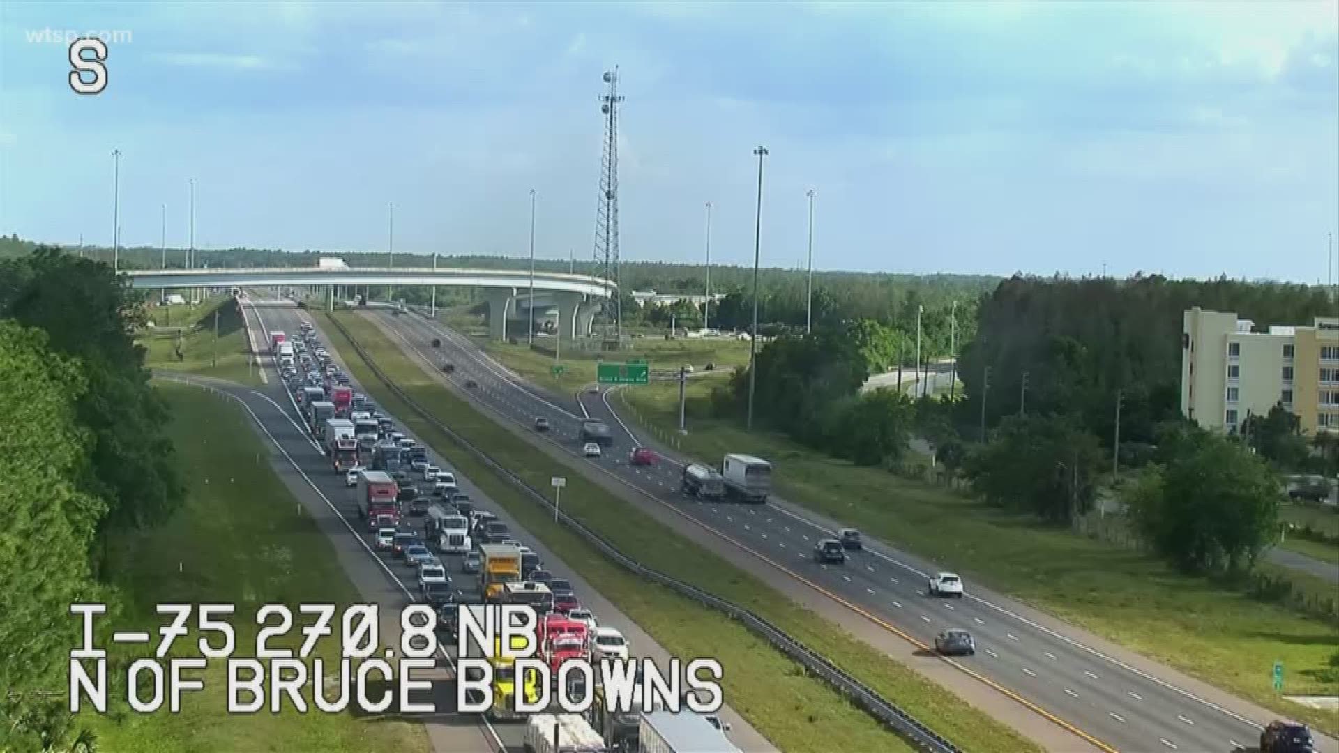 All lanes of Interstate 75 North are closed near the Bruce B. Downs exit after a crash.

Traffic is only getting by on the right shoulder.