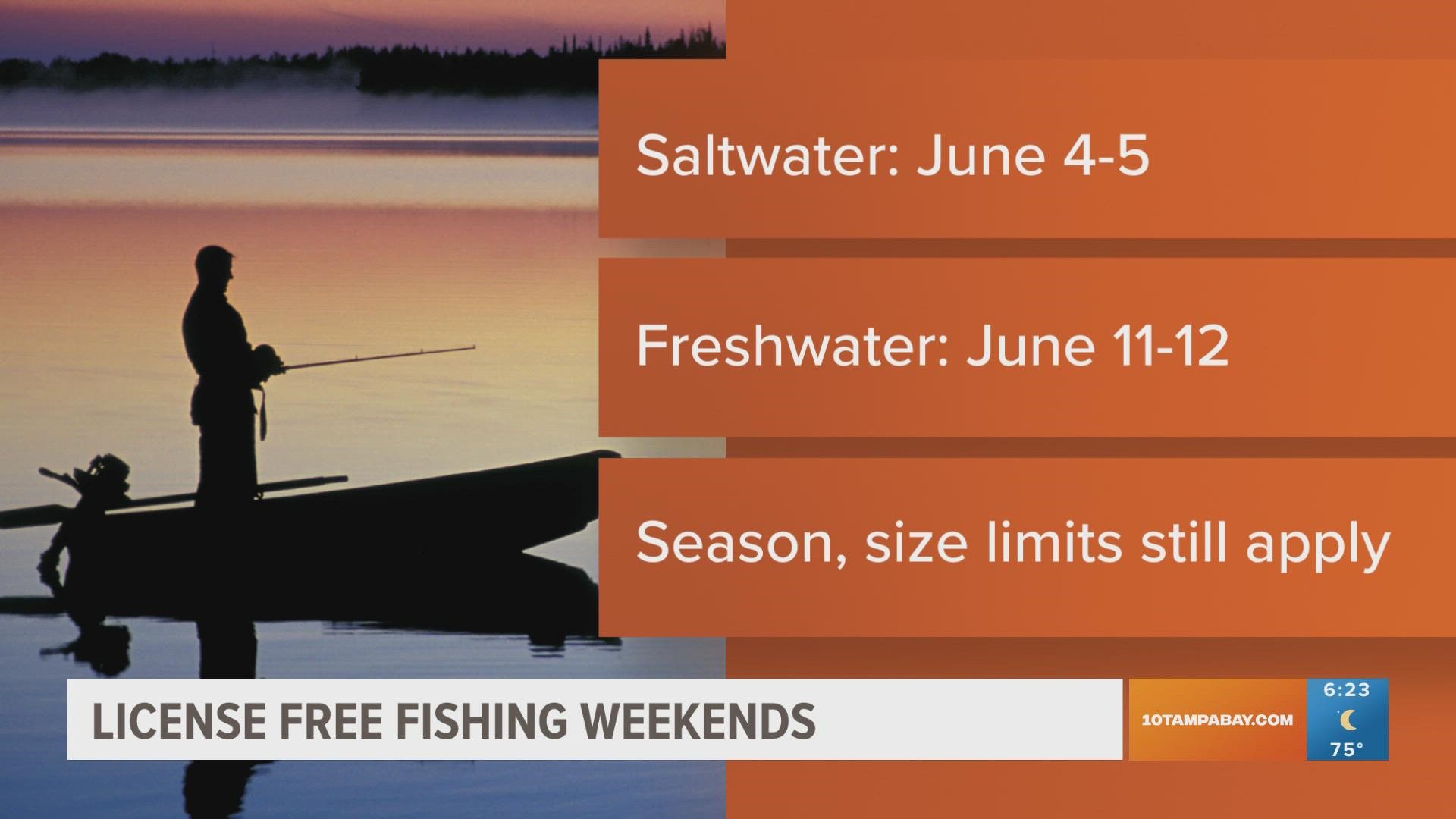 Florida license-free fishing weekends happening in June