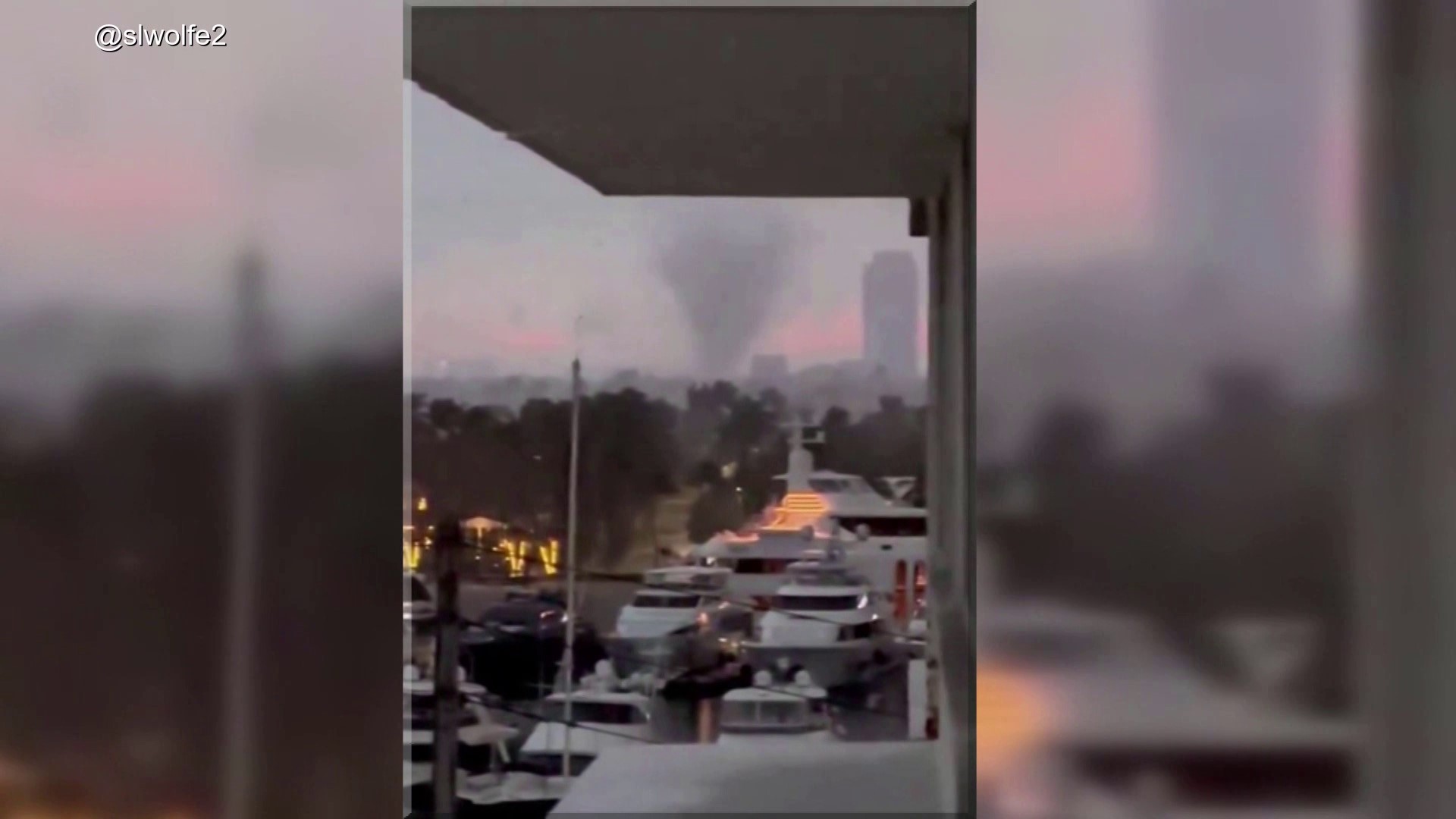 An apparent tornado moved near the downtown Fort Lauderdale area late Saturday afternoon.