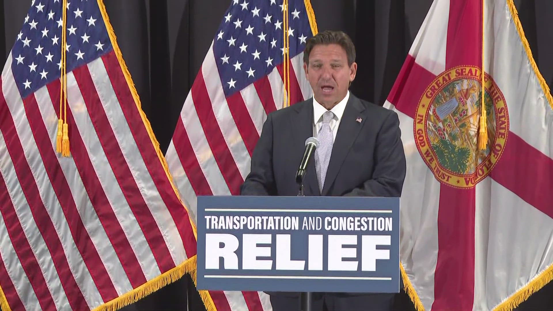 As he announced billions of state dollars are going to Florida roads, Gov. Ron DeSantis is standing firm against accepting federal funds that have "strings attached"