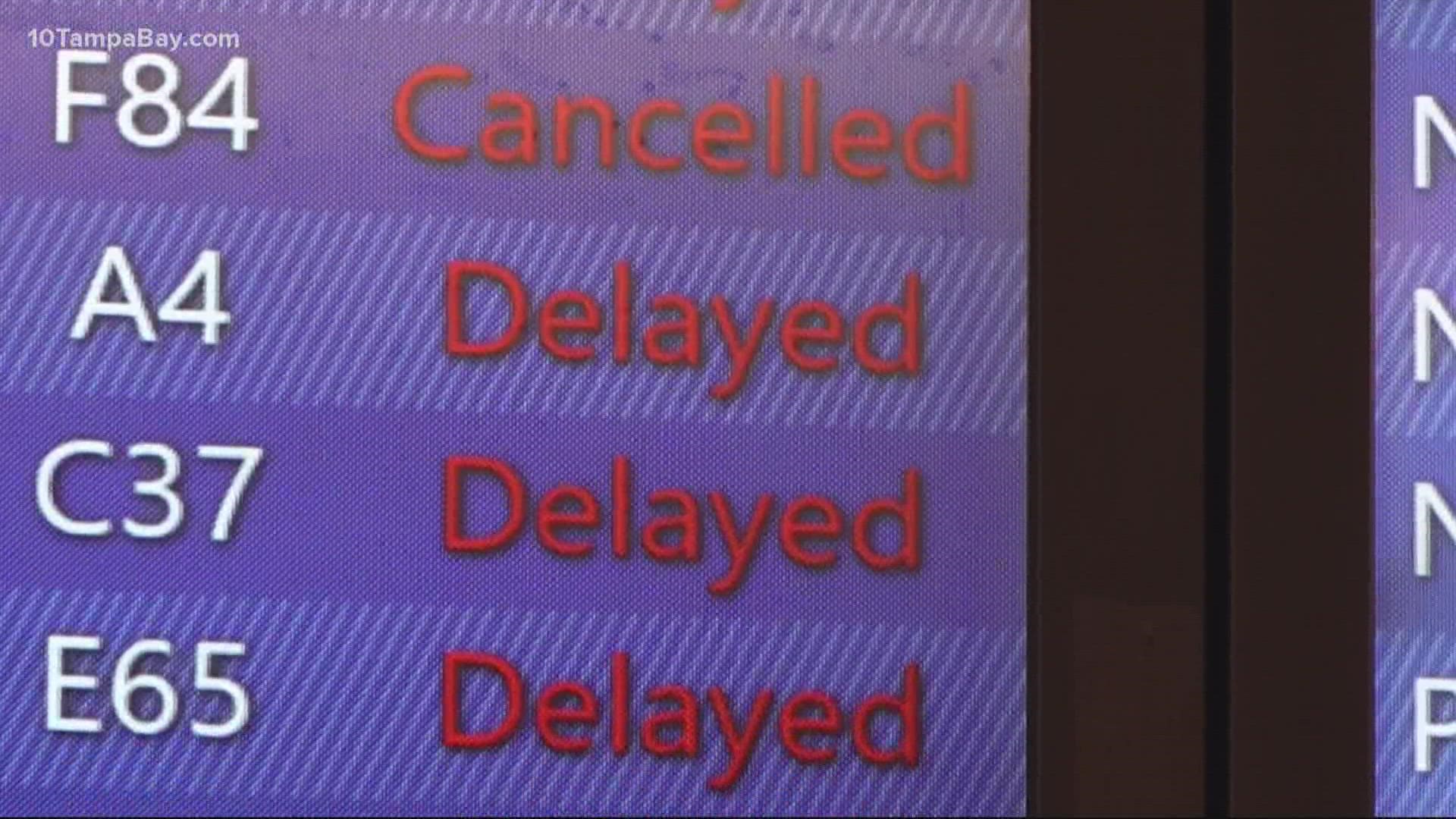 The airport is urging travelers to check with their airlines if they plan on flying out today.